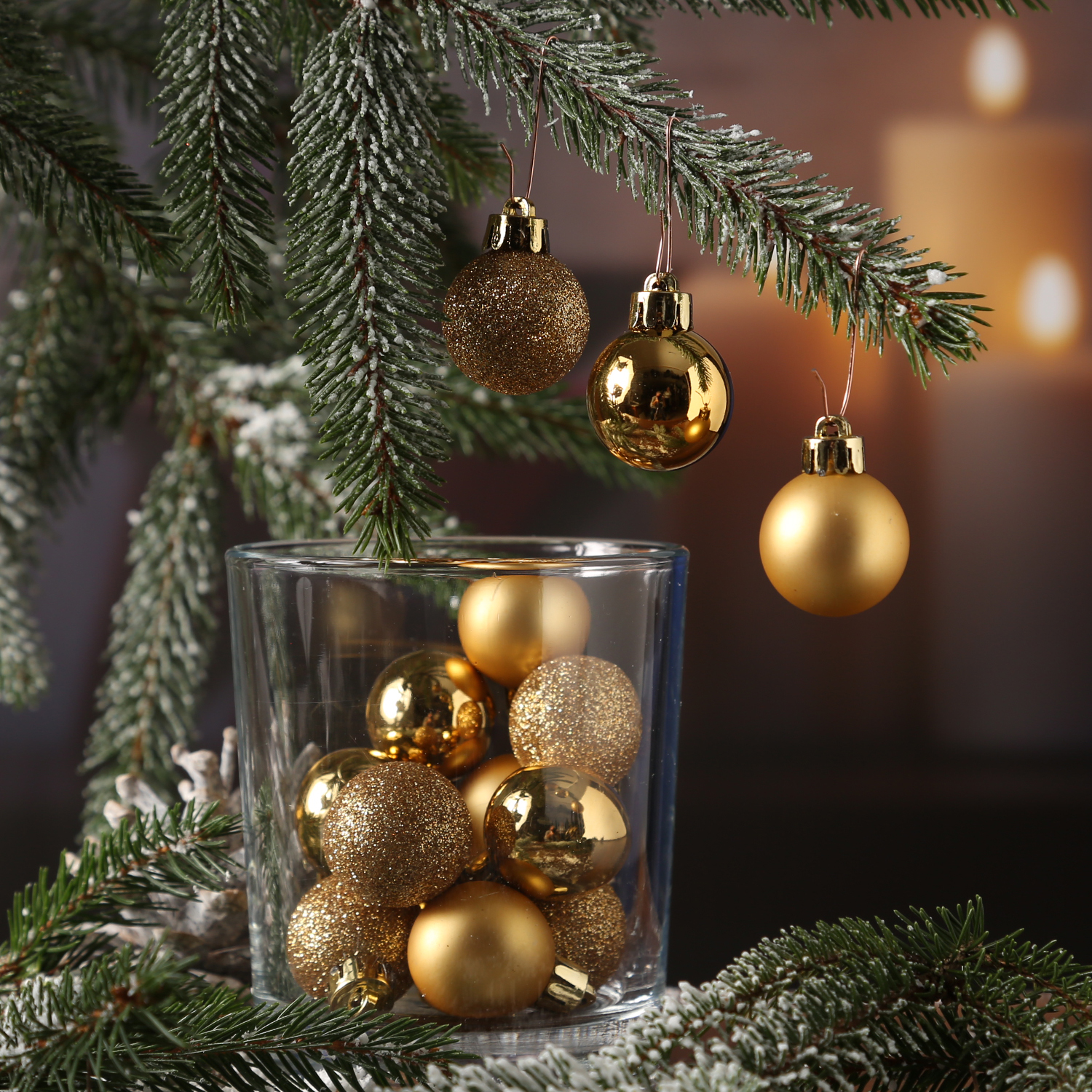 Christbaumkugel - Weihnachtskugel - bruchfest - D: 3cm - glänzend matt glitzernd - gold - 14er Set