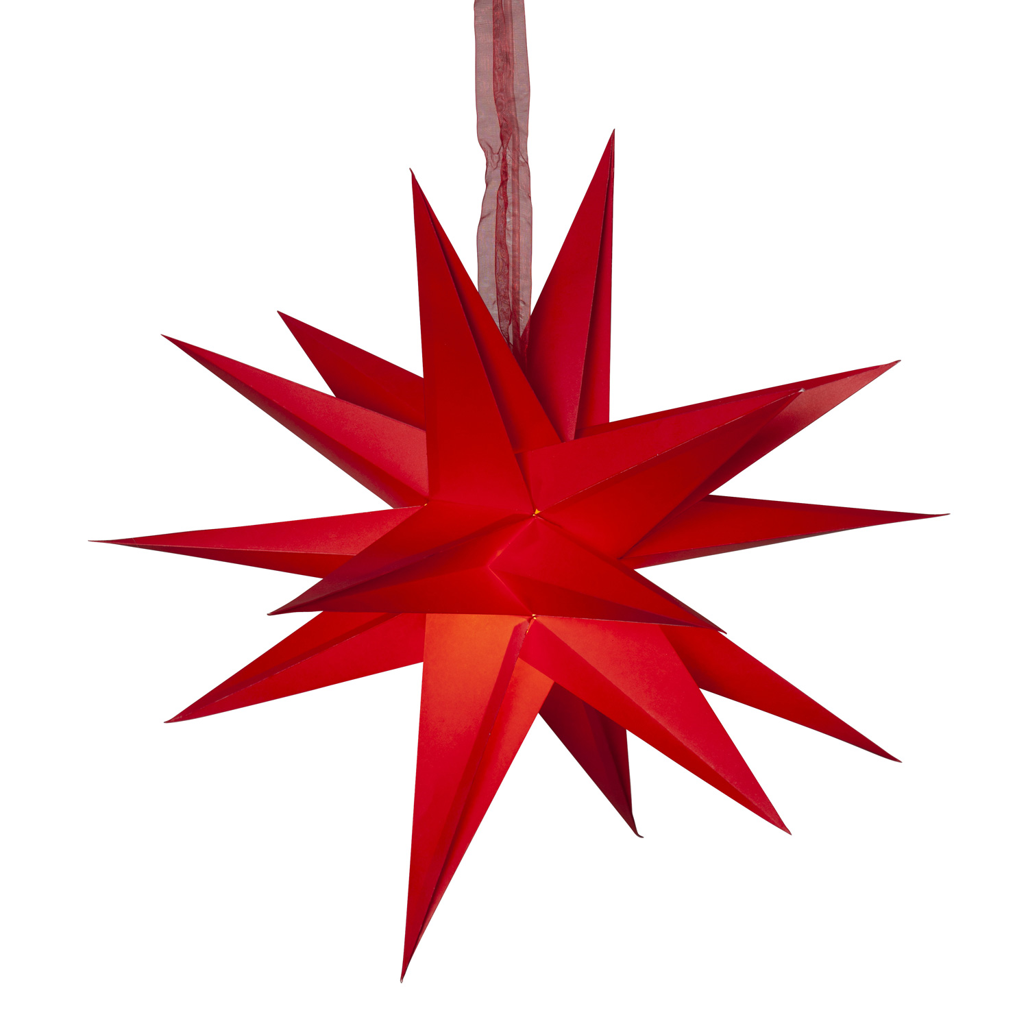 Papierstern DECEMBER - 3D Stern mit Dekoband - hängend - 18-zackig - D: 45cm - rot
