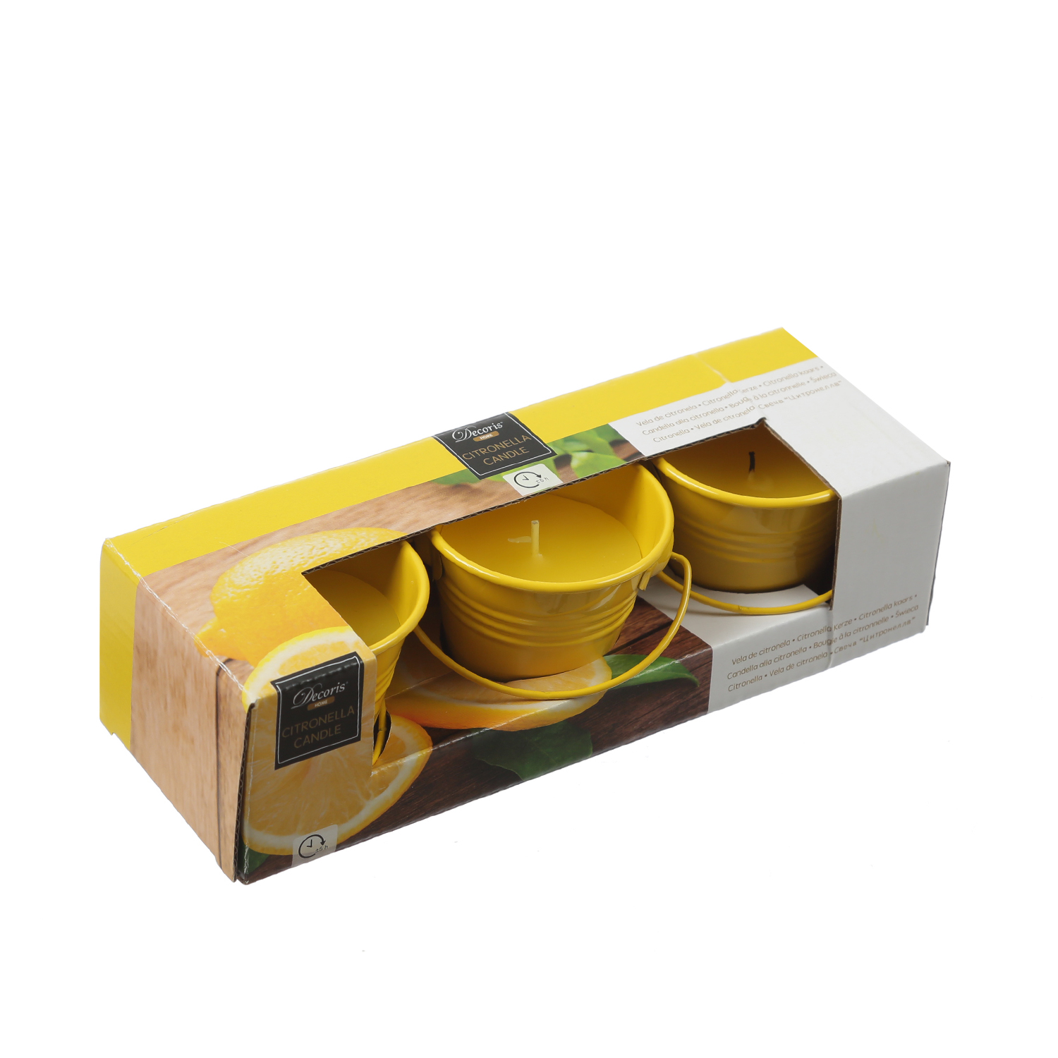 Duftkerzen CITRONELLA - Outdoor Kerzen im Metalleimer - H: 5,5cm - gelb - 3er Set