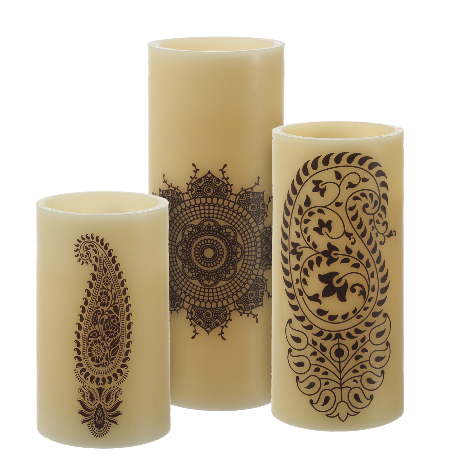 XXL LED Kerze Ornament - Echtwachs - flackernde LED - Timer - H: 25cm - D: 12cm - creme