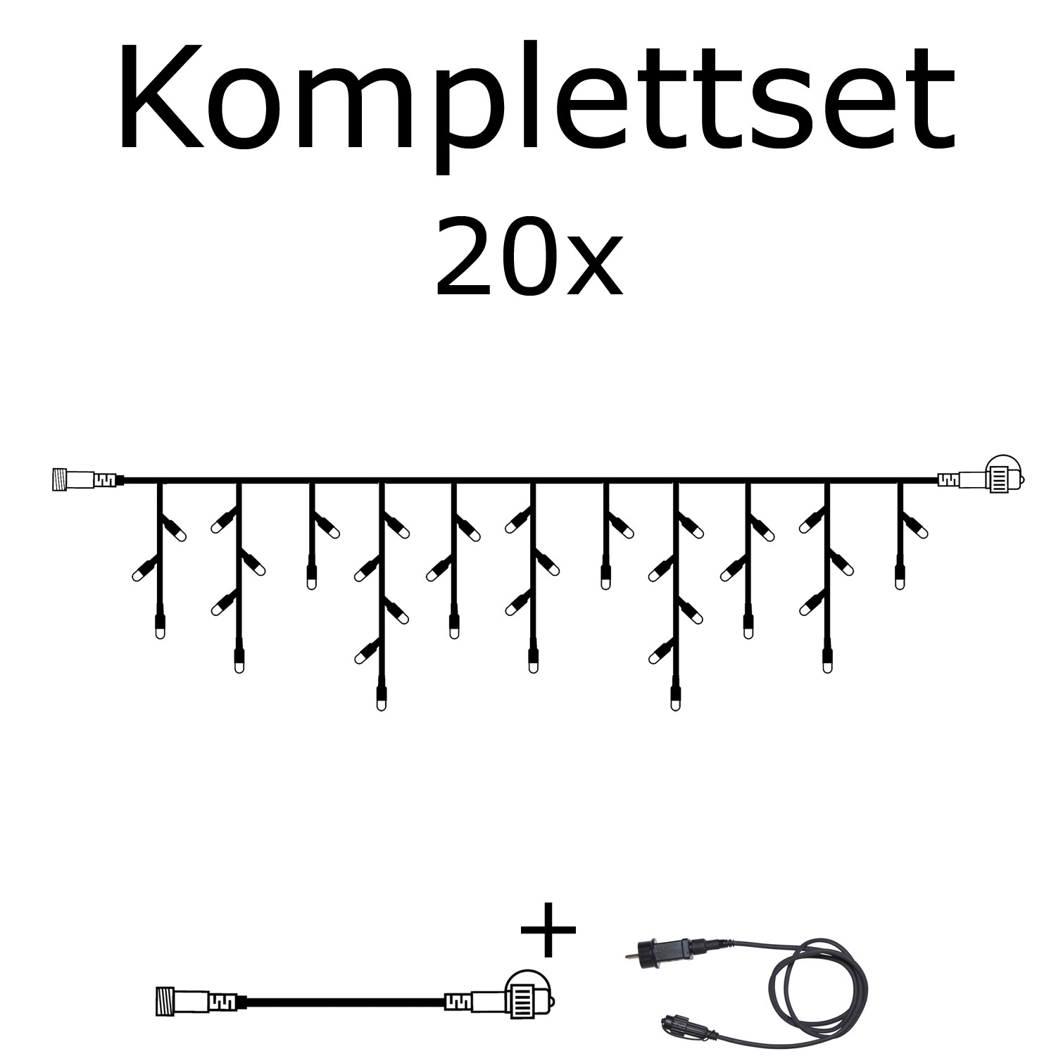 SYSTEM 24 KOMPLETT SET 30m - LED Lichtervorhang Eisregen 30x0,7m - Icicle für Dachrinne, Terrasse