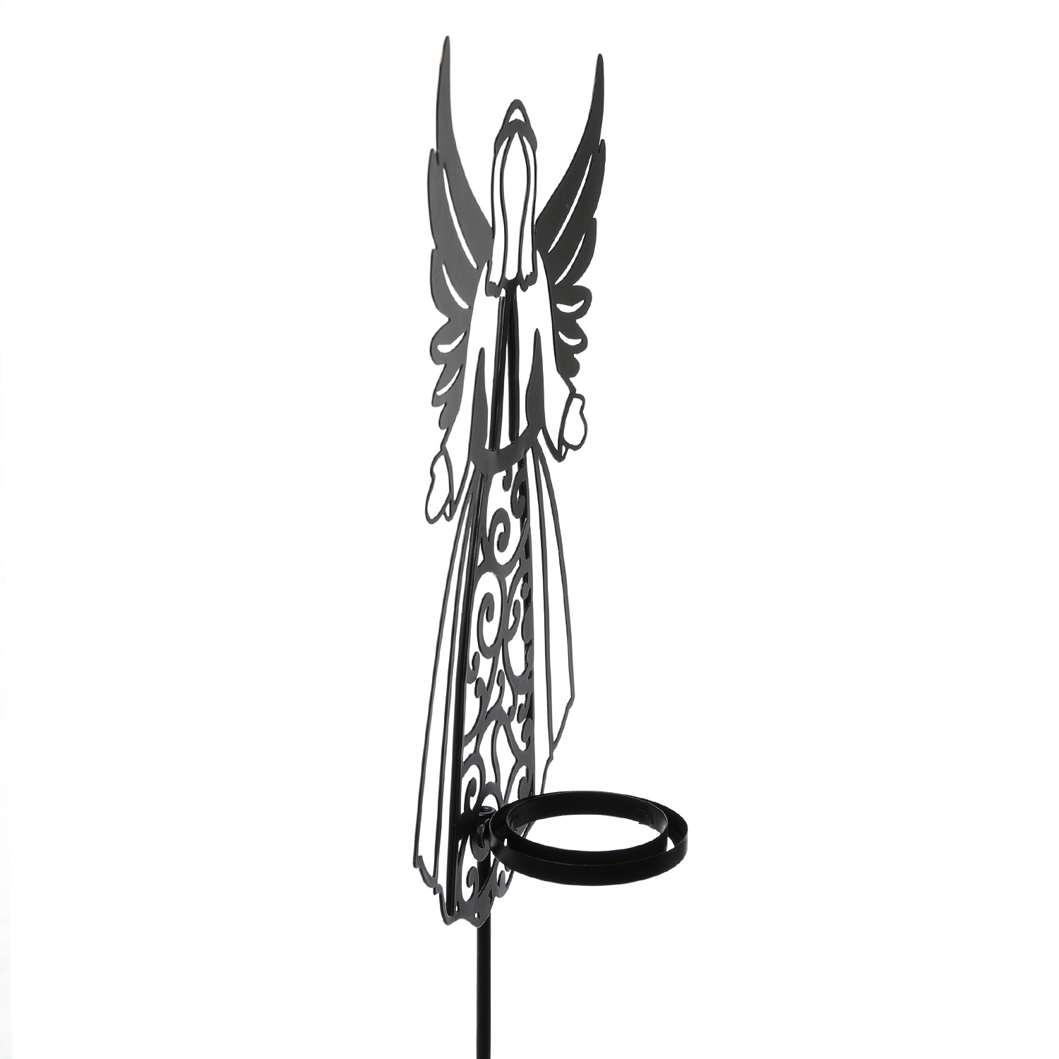 LED Grablicht Engel mit LED Kerze - Gartenfigur - H: 56cm - Timer - bis zu 2500 Stunden