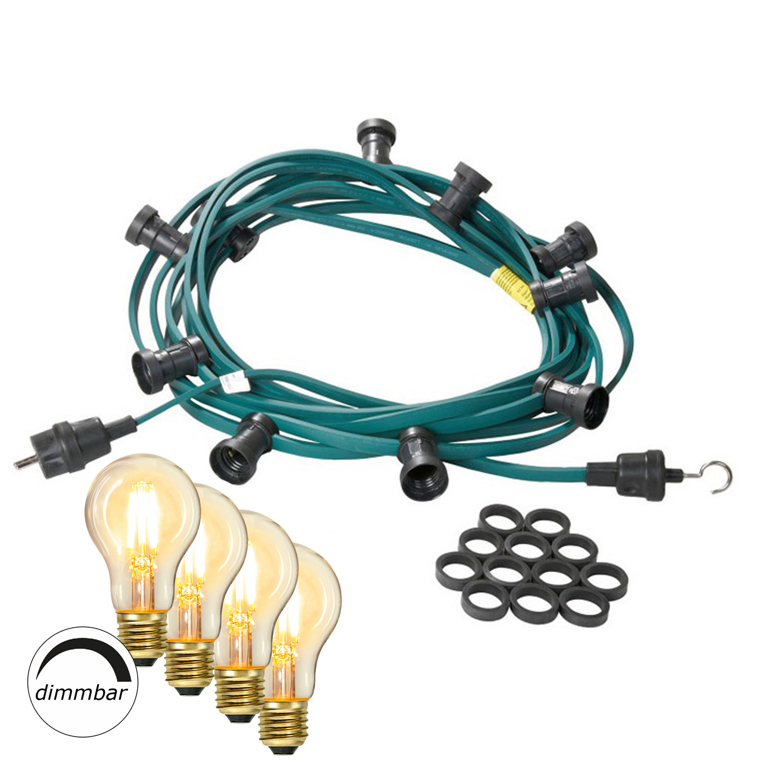 Illu-/Partylichterkette 30m - Außenlichterkette schwarz