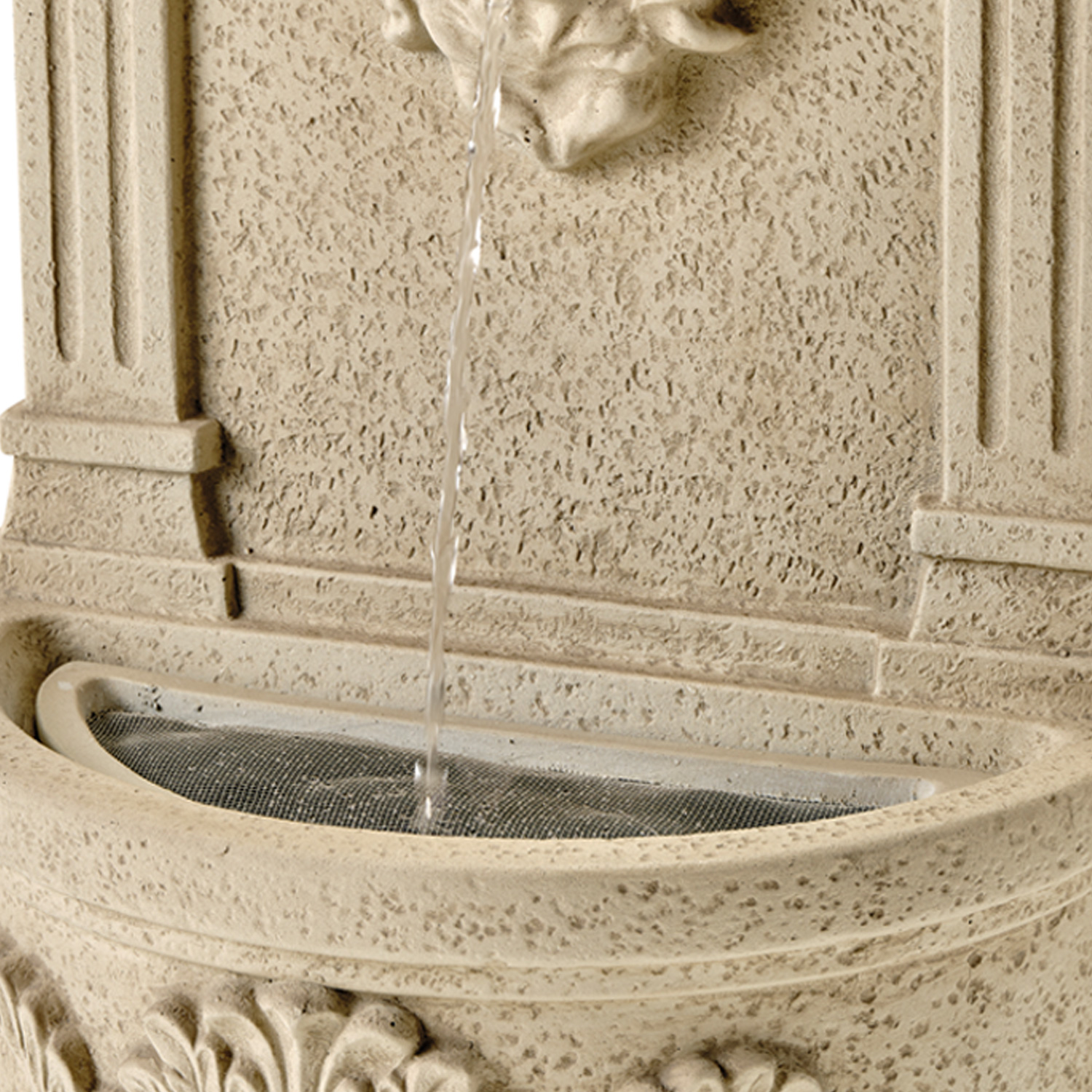 Brunnen mit Löwenkopf - Wand- und Standbrunnen - GRC Beton - H: 54cm - Außen - natur