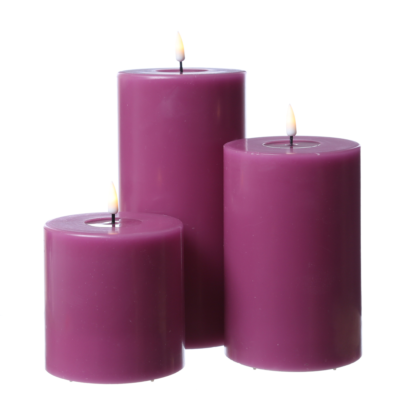 LED Stumpenkerze MIA - Echtwachs - realistische 3D Flamme - H: 10cm - D: 10cm - malve