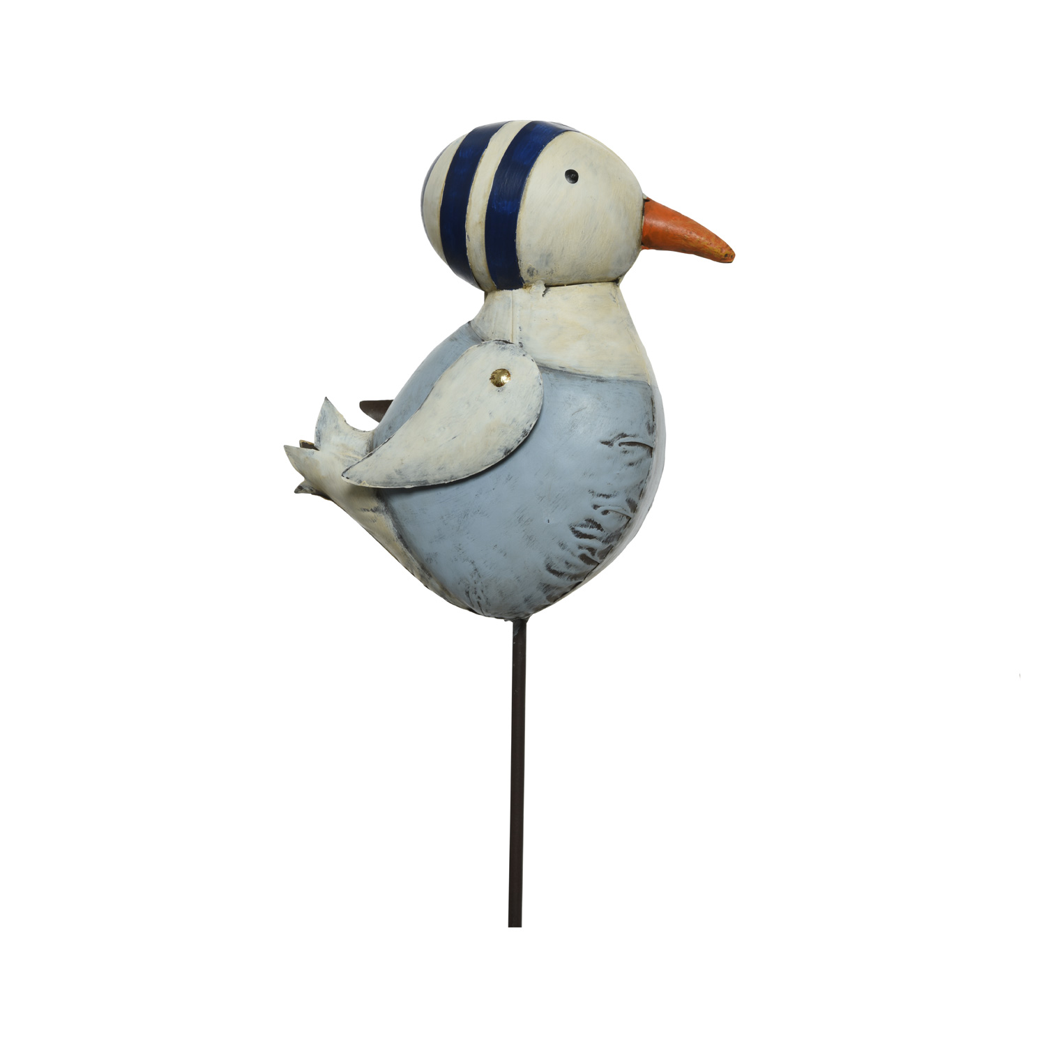 Gartenstecker Ente Molly - Beetstecker - Gartendeko - H: 75cm - für Außen - weiß/blau
