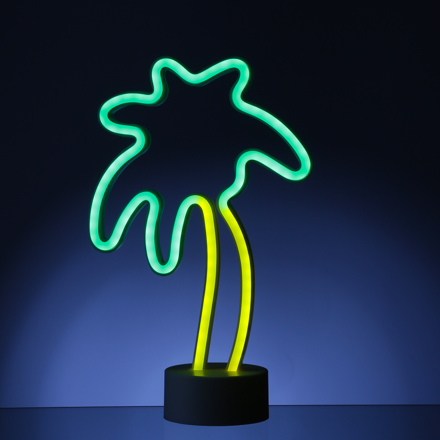 LED NEON Figur Palme - Dekoleuchte - H- 30cm - Batterie oder USB Betrieb - stehend - gelb-gruen