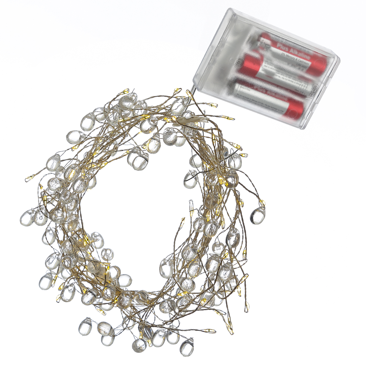 LED Lichterkette Diamant - Cluster Dekolichterkette - 100 warmweiße LED - L: 1,2m - Timer - Batterie