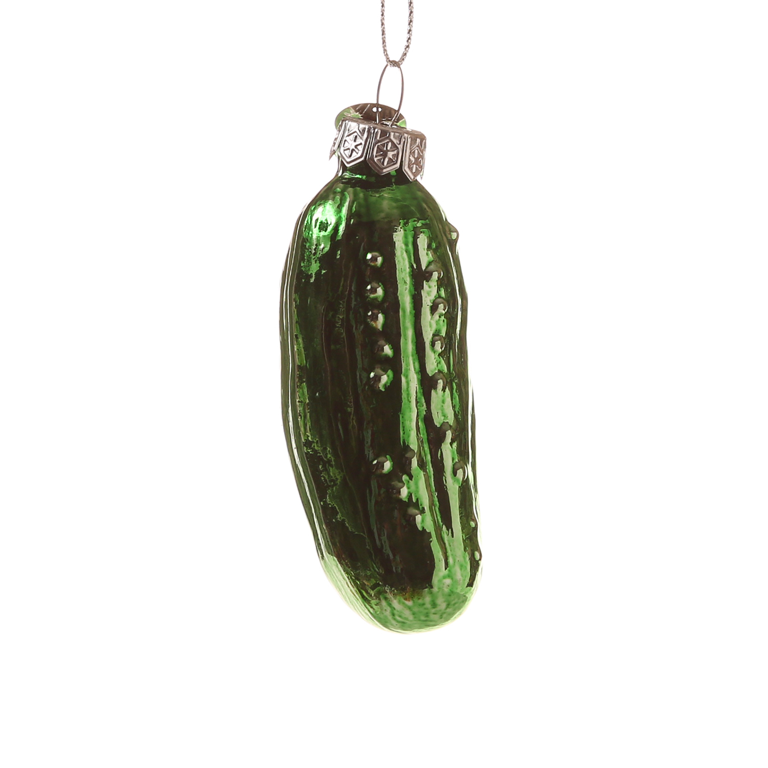 Weihnachtsbaumschmuck GURKE - Glas - inkl. Aufhänger - glänzend - H: 8,5cm - grün
