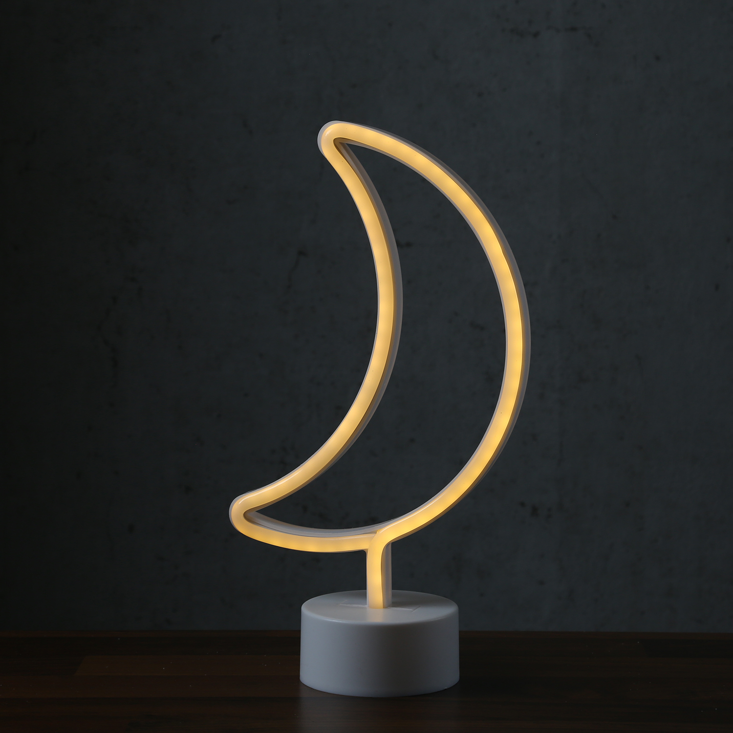 LED NEON Figur MOND - Dekoleuchte - H: 30cm - Batterie oder USB Betrieb - stehend - warmweiß