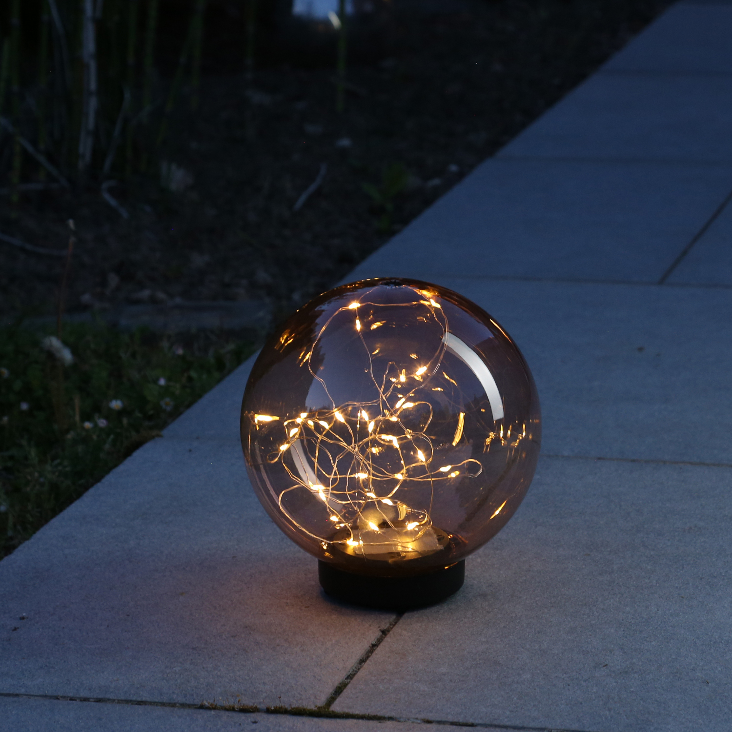 LED Solar Drahtlichterkette - 50 warmweiße LED - Blinkfunktion - L: 4,9m - Dämmerungssensor