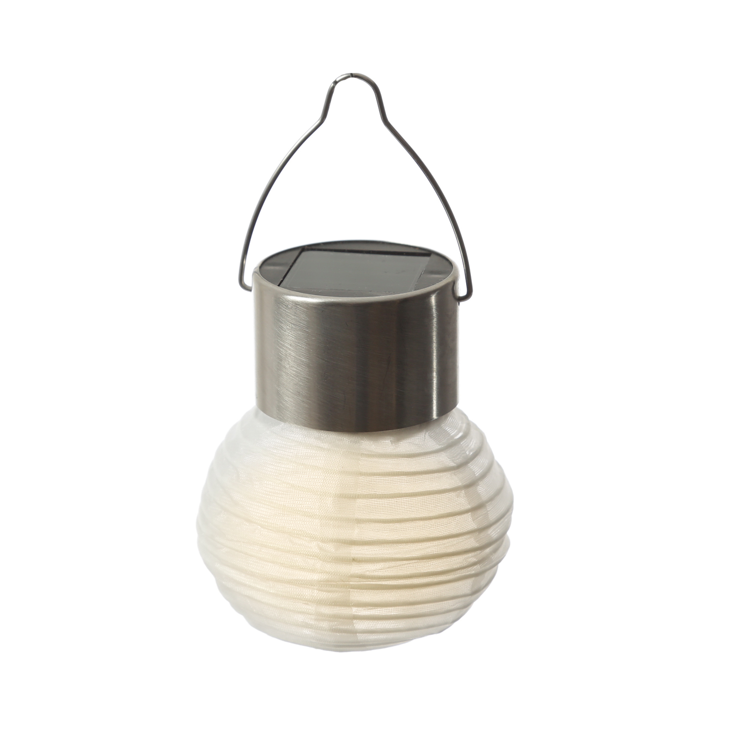 LED Solar Mini Lampion - 1 warmweiße LED - H: 9,5cm - D: 7cm - Lichtsensor - weiß
