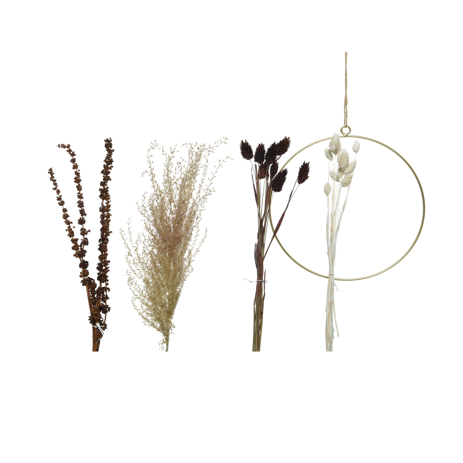 Deko-Ring mit Trockenblumen - Aufhängeroese - L: 37cm - Fensterdeko - natur