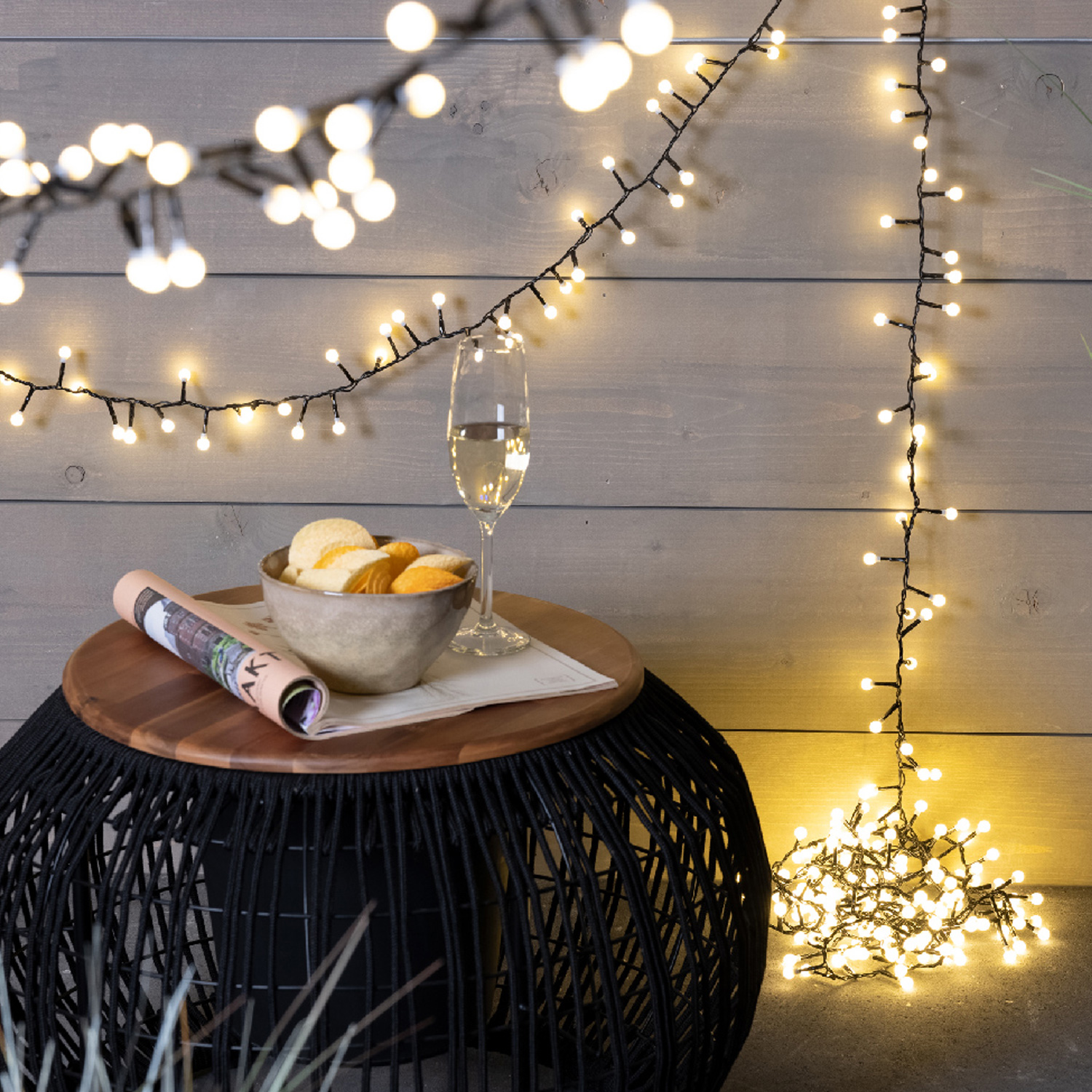 LED Lichterkette BERRY TWINKLE - 500 warmweiße opale Kugeln - 8 Funktionen - L: 11m - für Außen