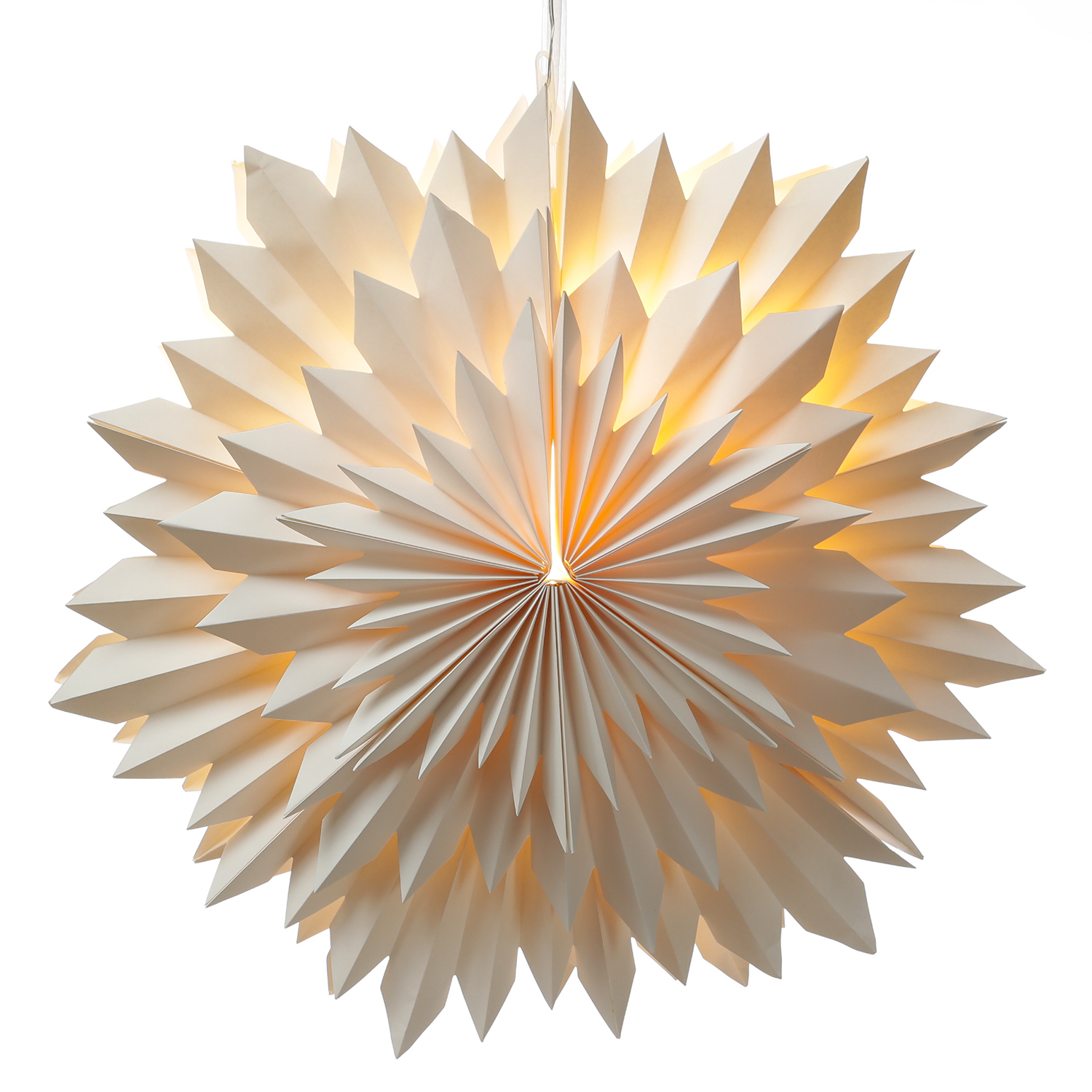 LED Papierstern EISBLUME - hängend - inkl. Kabel und LED Leuchtmittel - Timer - D: 58cm - weiß