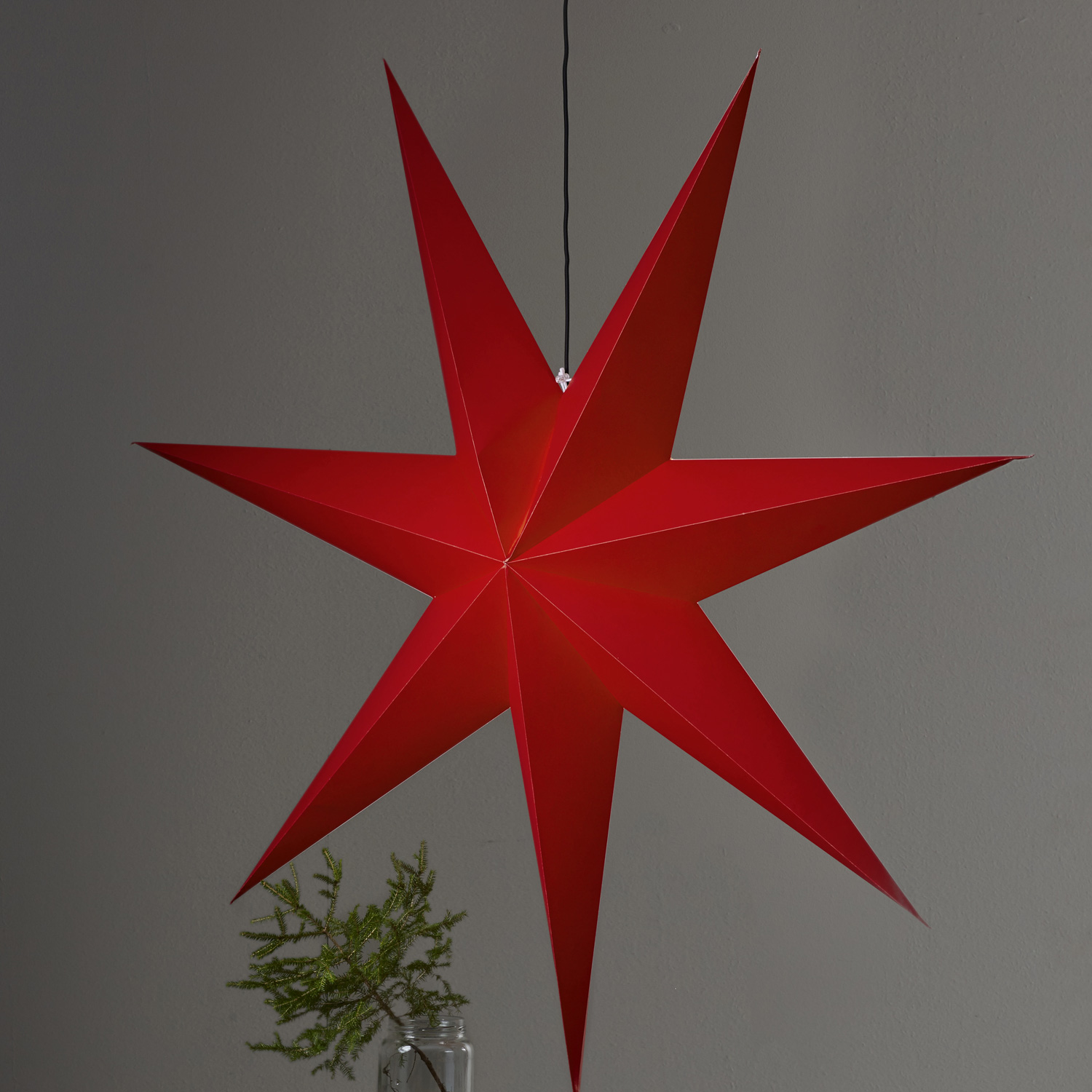 Papierstern "Rozen" - hängend - 7-zackig - Ø 140cm - E27 Fassung - inkl. Kabel - rot