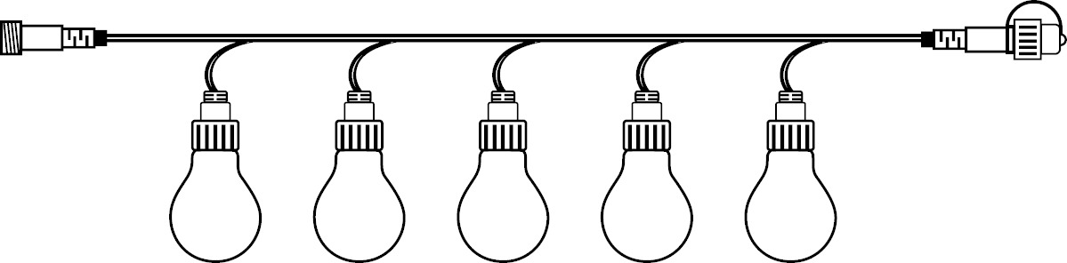 System LED Black - Lichterkette 10fach - erweiterbar - schwarzes Kabel - warmweiße LED Lampen - IP44