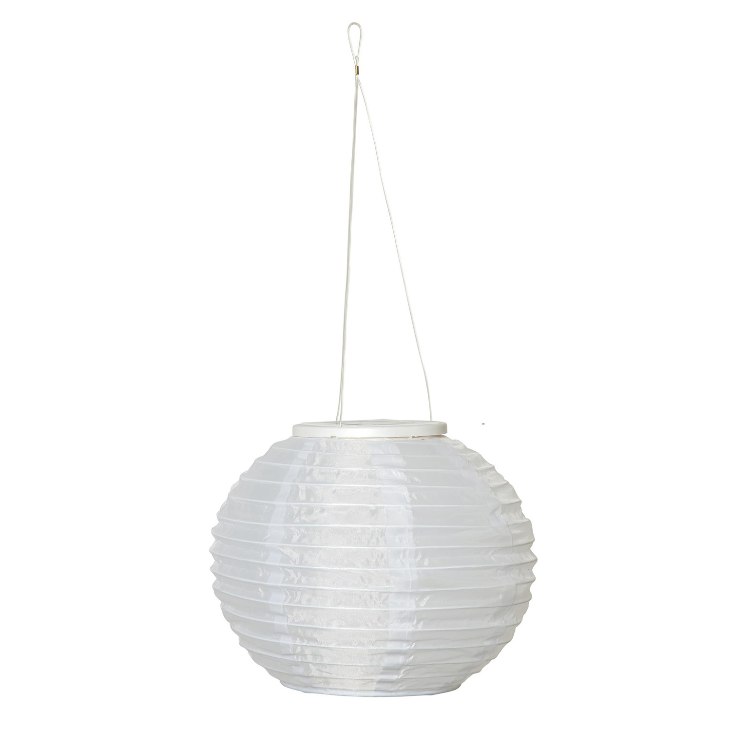 LED Solar Lampion - warmweiße LED - H: 21cm - D: 25cm - Lichtsensor - weiß