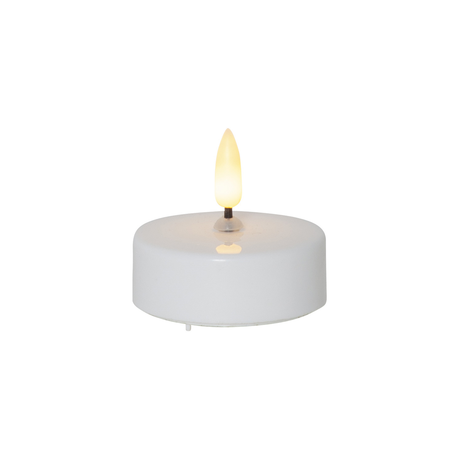 LED Teelicht "Flamme" - warmweiße Flamme - Batteriebetrieb - Timer - H: 5,5cm - weiß - 2er Set