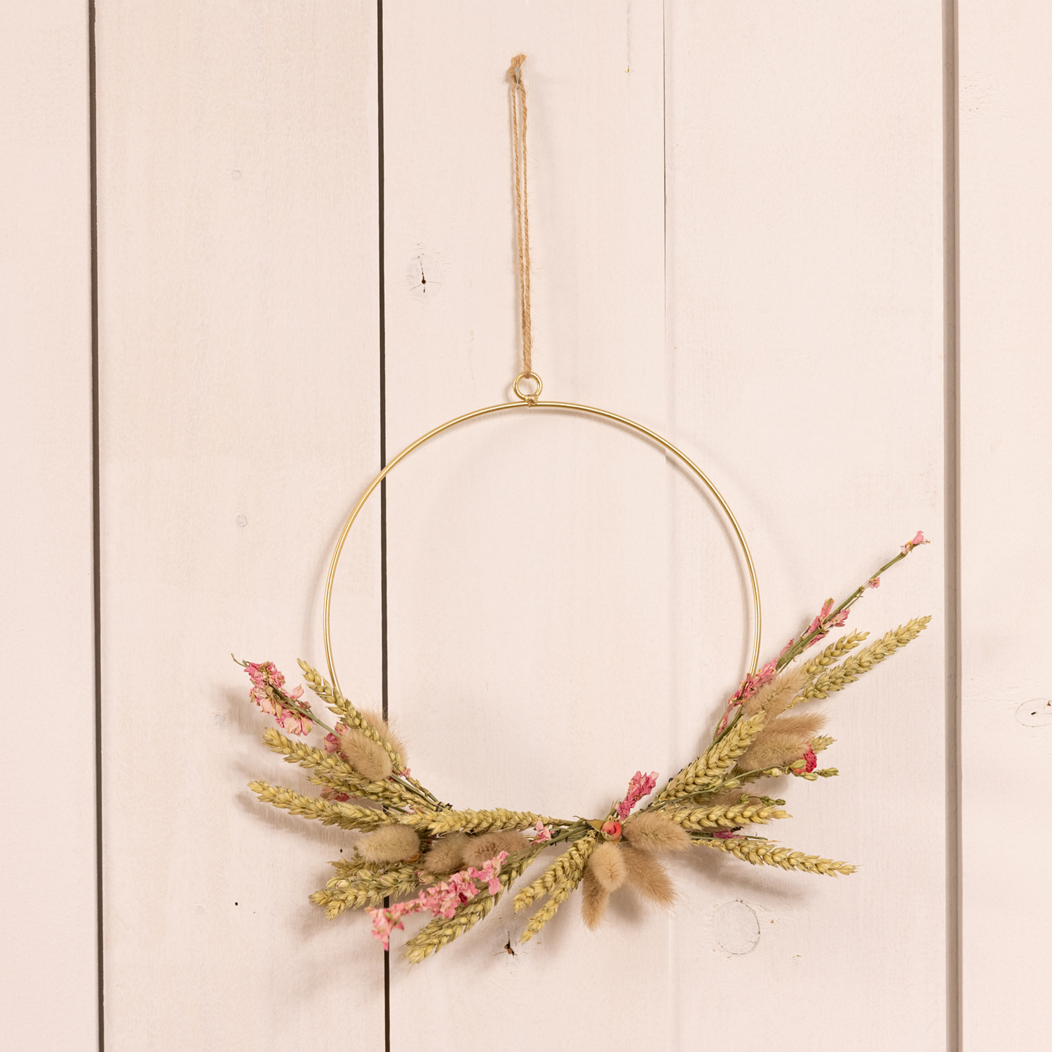 Bastelset DIY - Dekoring mit Trockenblumen und Gräsern - Trockenblumenkranz - Aufhängeröse - D: 20cm