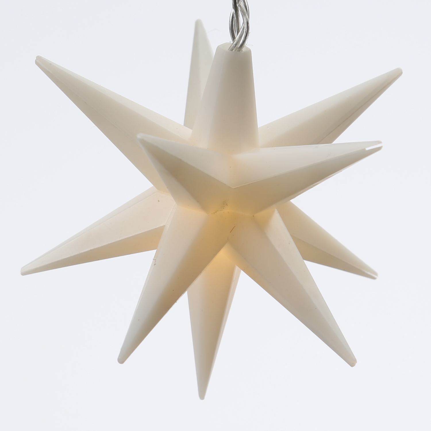 LED Lichterkette 3D Sterne - 10 warmweiße LED - L: 1,45m - Timer - Trafo - für Außen - weiß