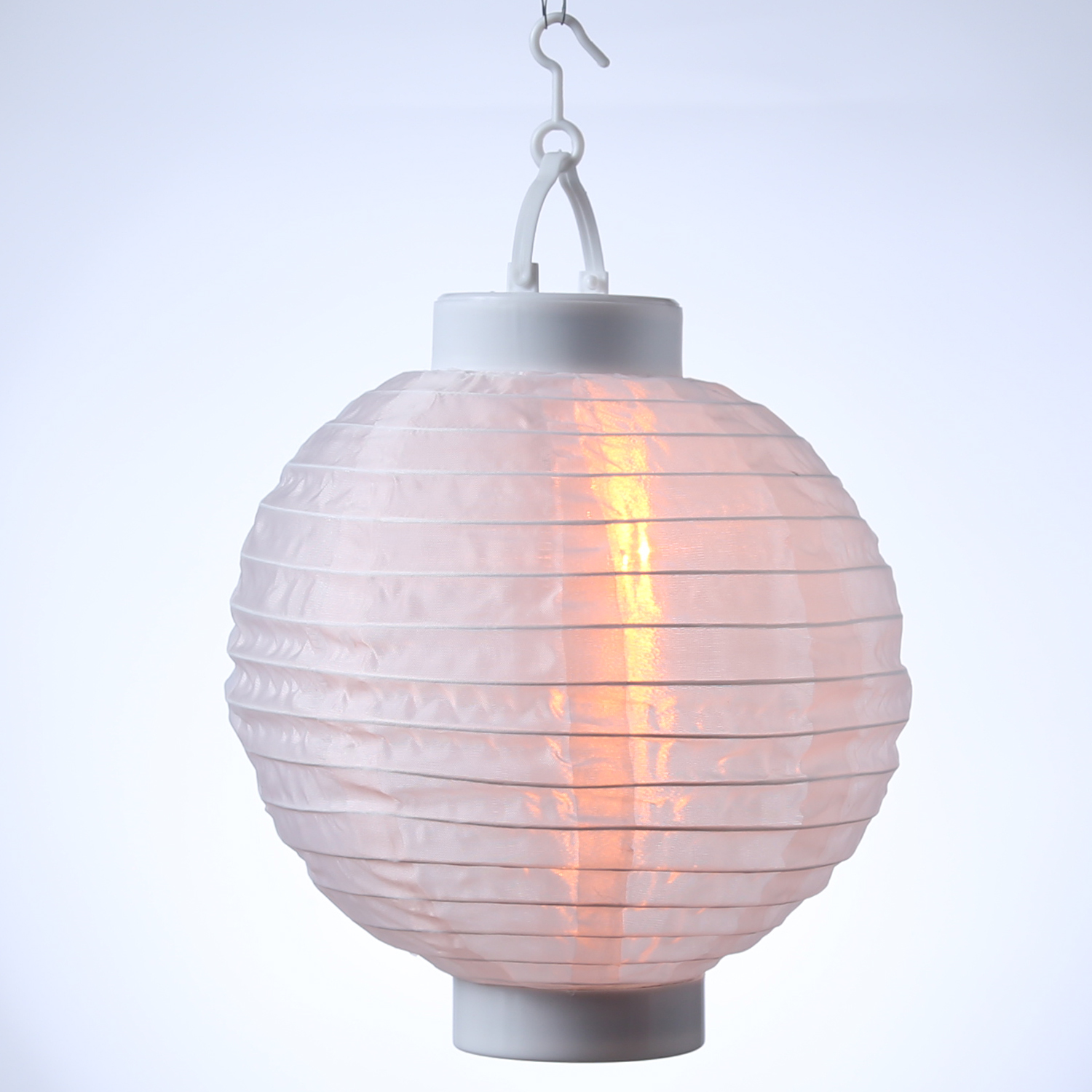 LED Solar Lampion - Flammeneffekt - 12 warmweiße LED - H: 23cm - D: 20cm - Lichtsensor - weiß