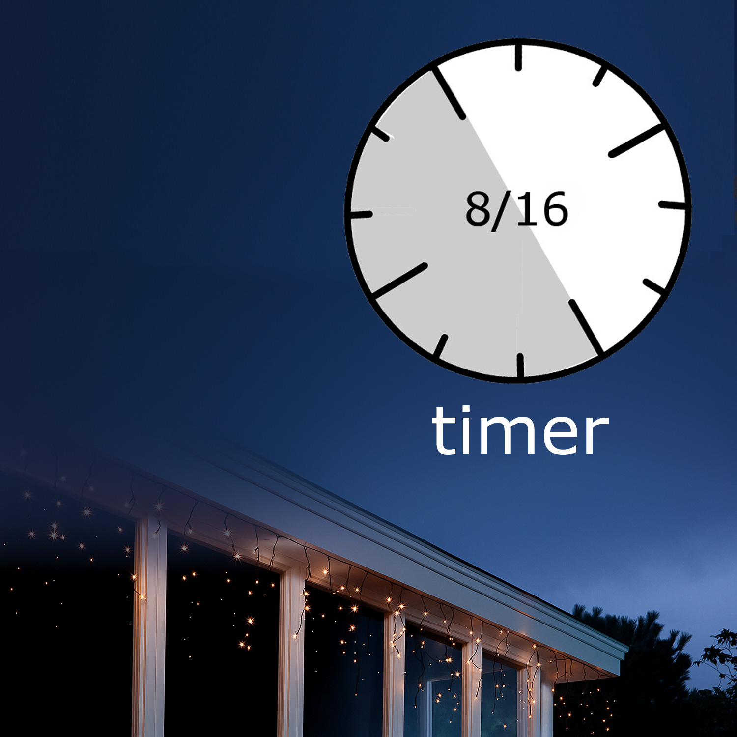 LED Lichtervorhang Eisregen - 175 bernstein LED - L: 7,5m, H: 50cm - Timer - 8 Funkt. -  Innen/Außen