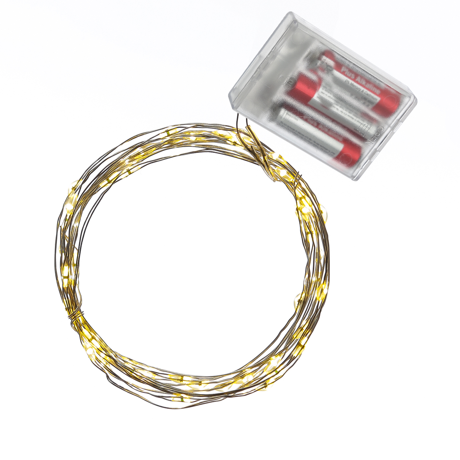 LED Drahtlichterkette - 100 warmweiße Micro LED - L: 4,95m - Batteriebetrieb - silber