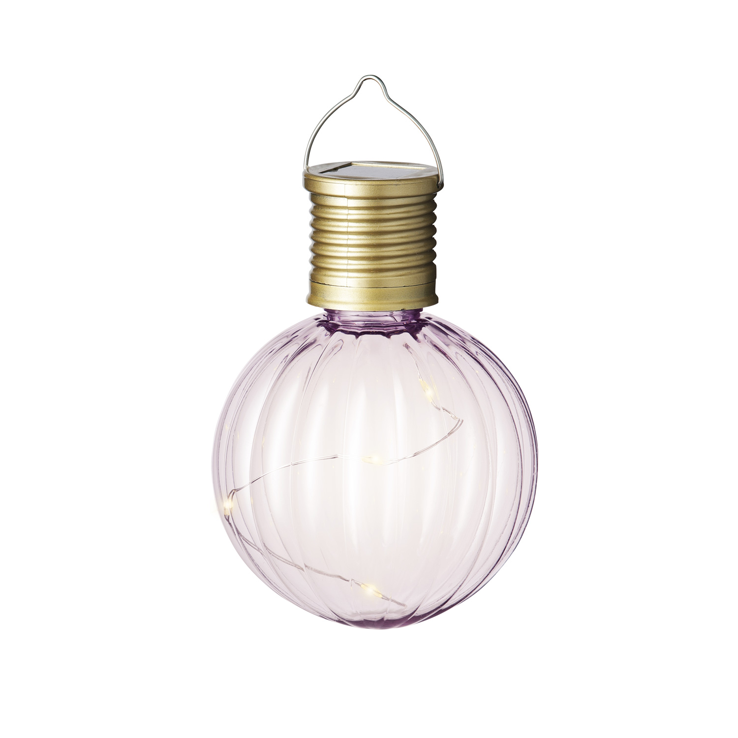LED Solar Glühbirnen GLOW - Kugelleuchten - wamweiße LED - H: 11cm - Lichtsensor - rosa - 4er Set