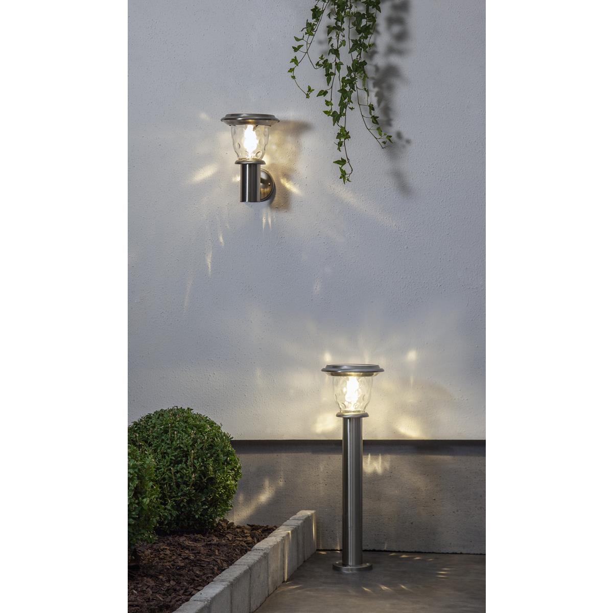 LED Solar Wegleuchte "Pireus" - Edelstahl - warmweiße LED - H: 61cm - D: 19cm - Dämmerungssensor