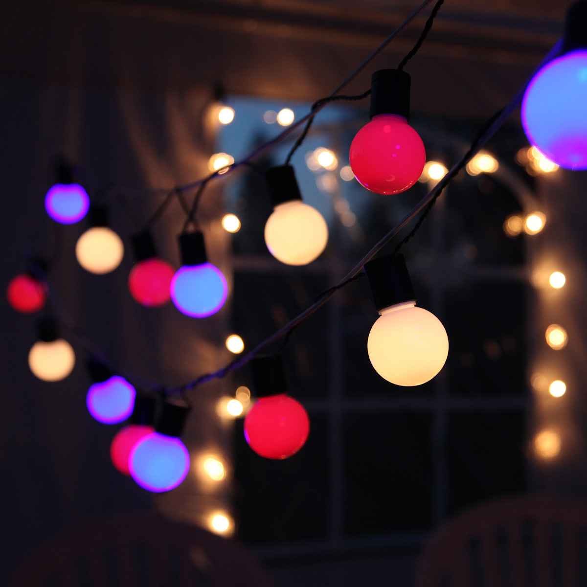 LED Party Lichterkette Circus - 20 pastellfarbene LED - L: 8,8m - koppelbar bis 100 LED