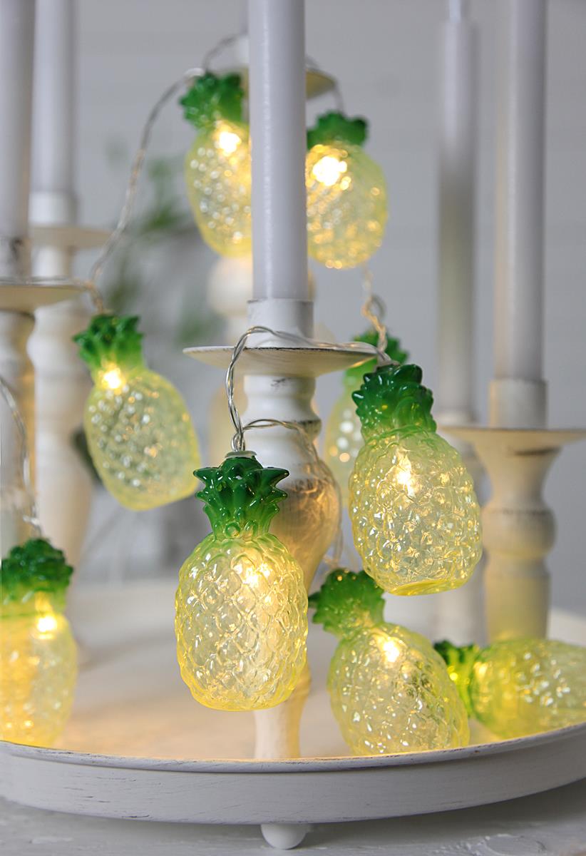 LED Lichterkette "Ananas" - 10 warmweiße LED - L: 1,8m - Batterie - Timer