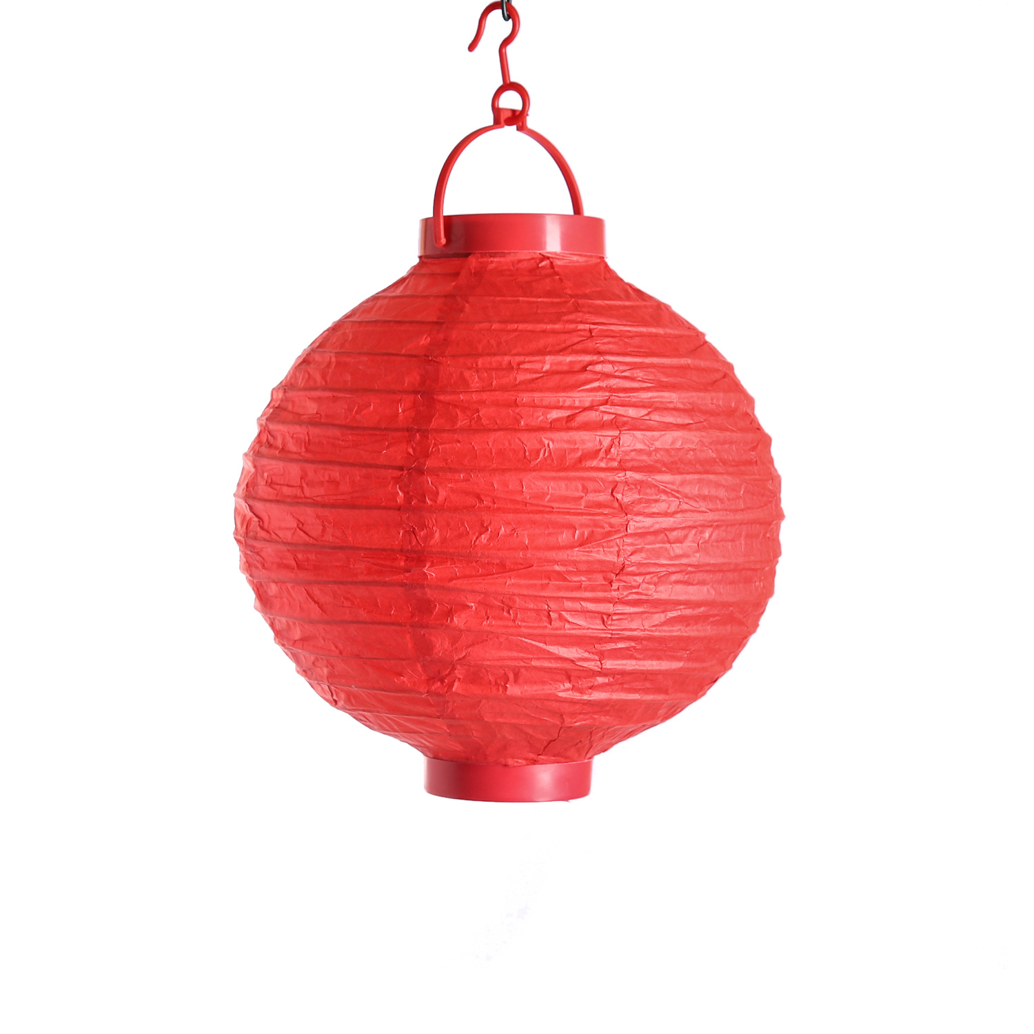 LED Lampion FESTIVAL - kaltweiße LED - D: 20cm - Montagehaken - rot