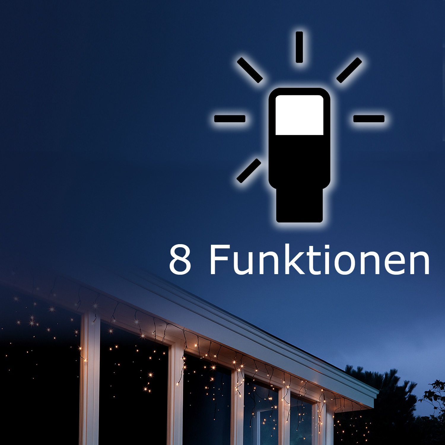 LED Lichtervorhang Eisregen - 259 bernstein LED - L: 11m, H: 50cm - Timer - 8 Funkt. -  Innen/Außen