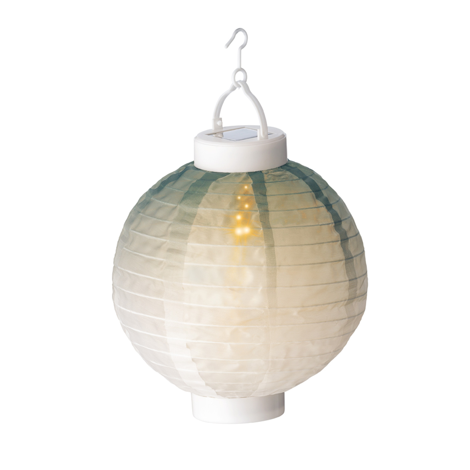 LED Solar Lampion - Flammeneffekt - 12 warmweiße LED - H: 23cm - D: 20cm - Lichtsensor - grün