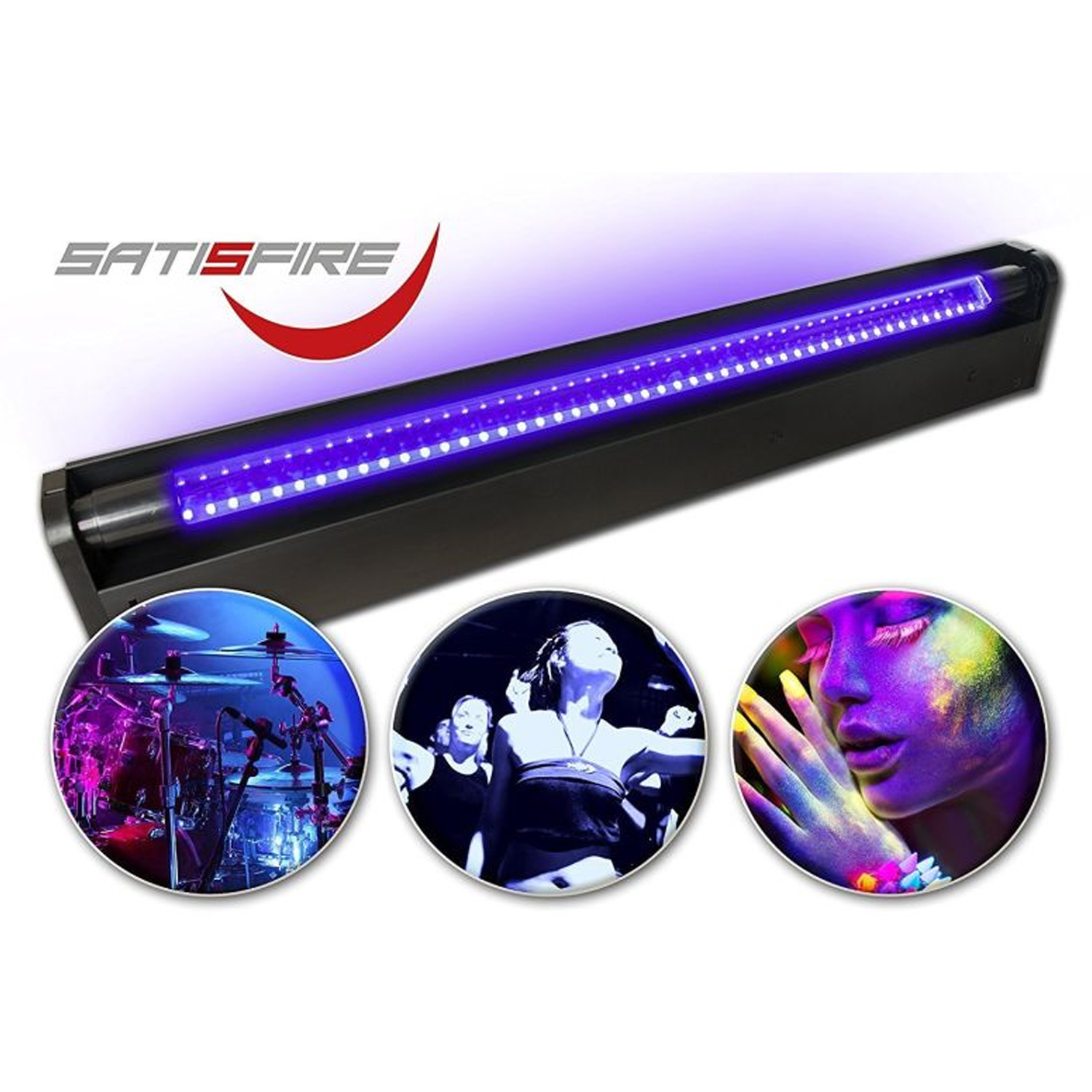 Schwarzlicht LED UV Röhre 60cm Komplettset 10W High Power Longlife Bruchsicher SATISFIRE®