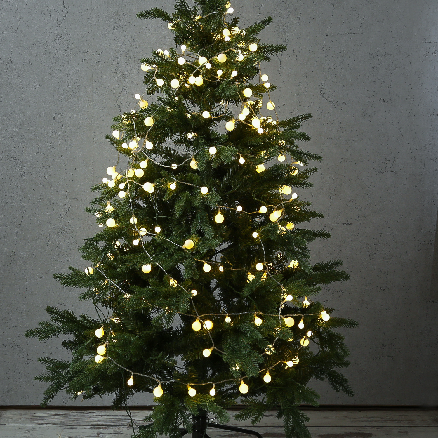 LED Lichterkette BERRY - 120 weiße Kugeln - 3 unterschiedliche Größen - L: 9m