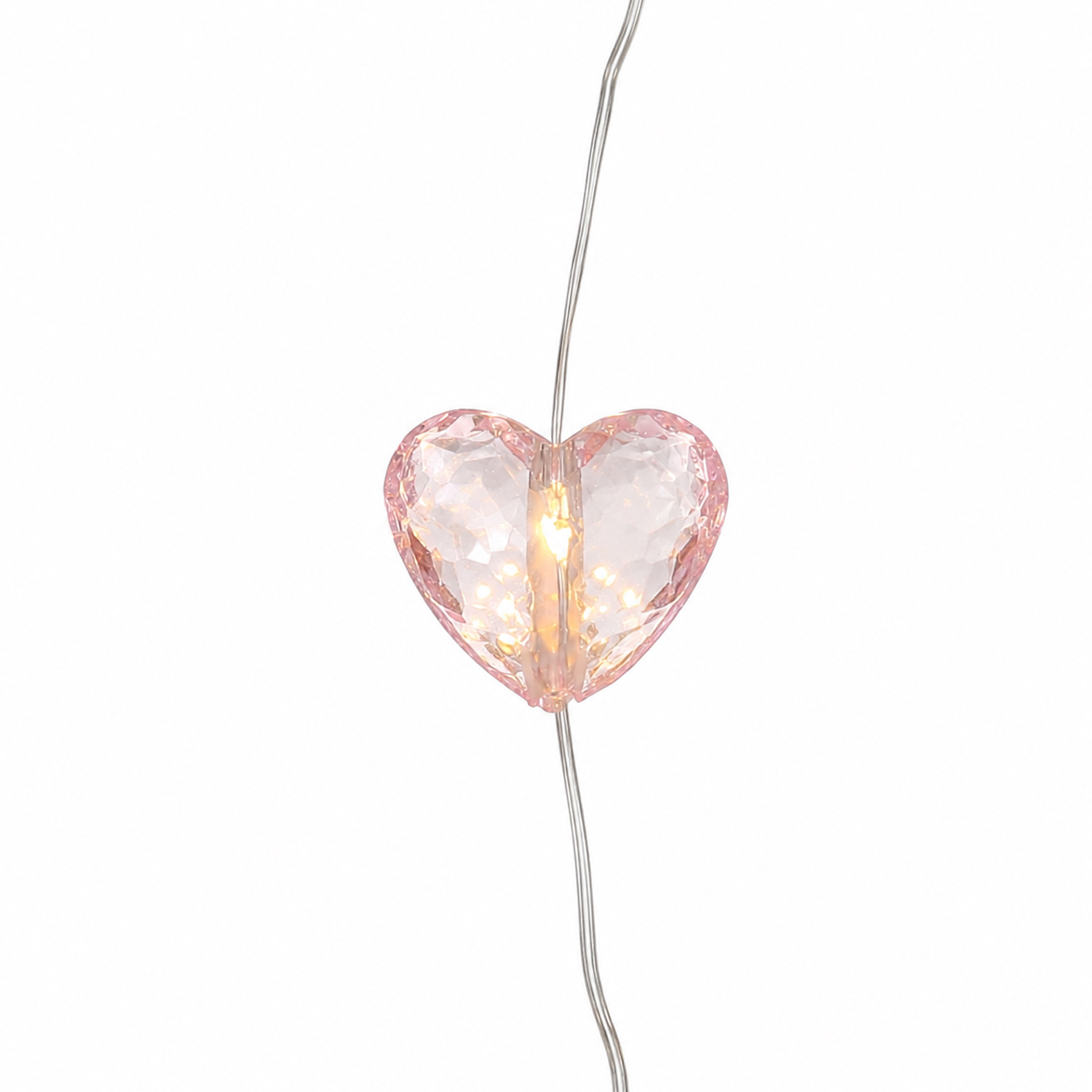 LED Lichterkette Herzen - 12 rosa Herzen - L: 1,65m - Batteriebetrieb - Timer