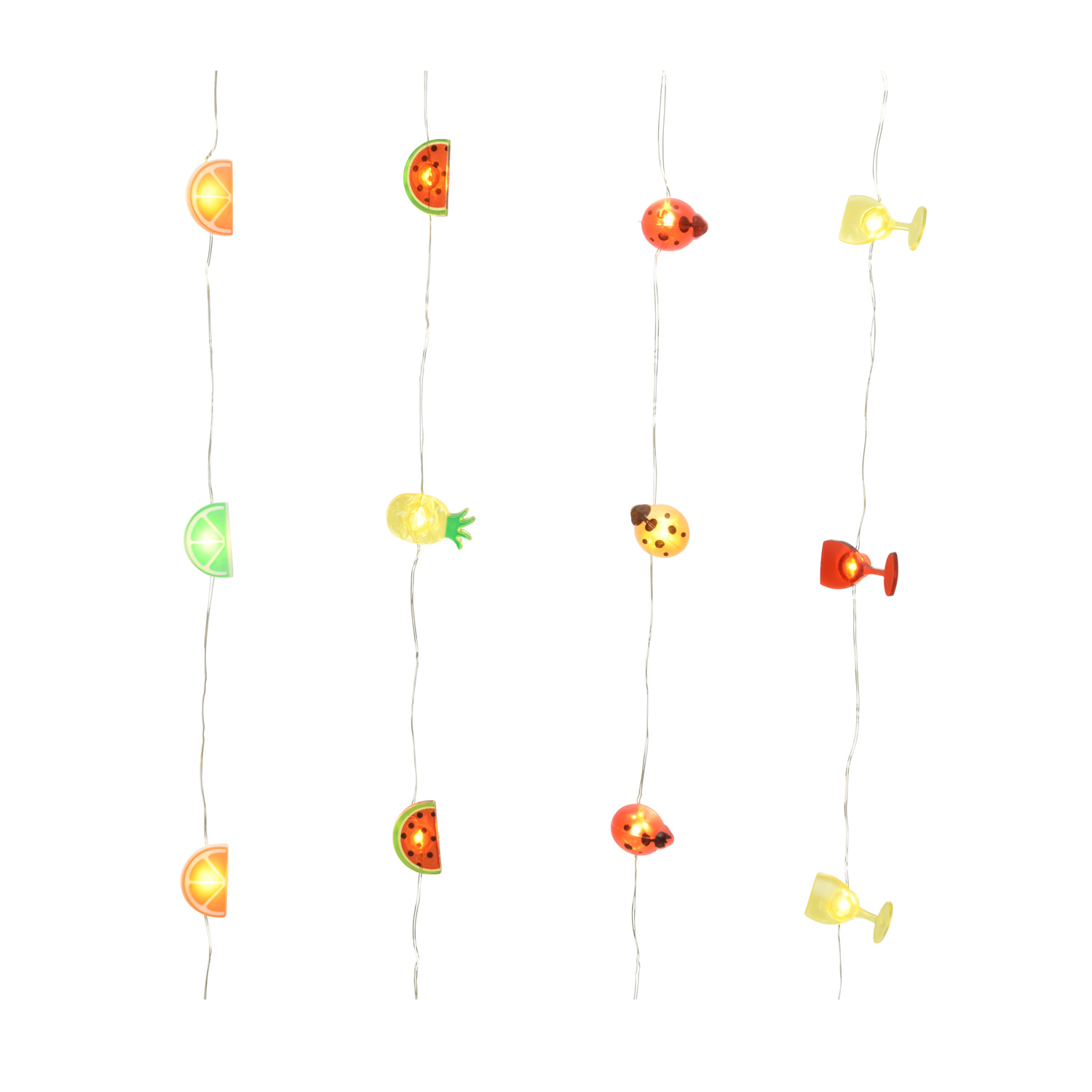 LED Drahtlichterkette KORKEN - für Flaschen - Zitrusfrüchte - 8 LED - L: 70cm - Timer - grün/orange