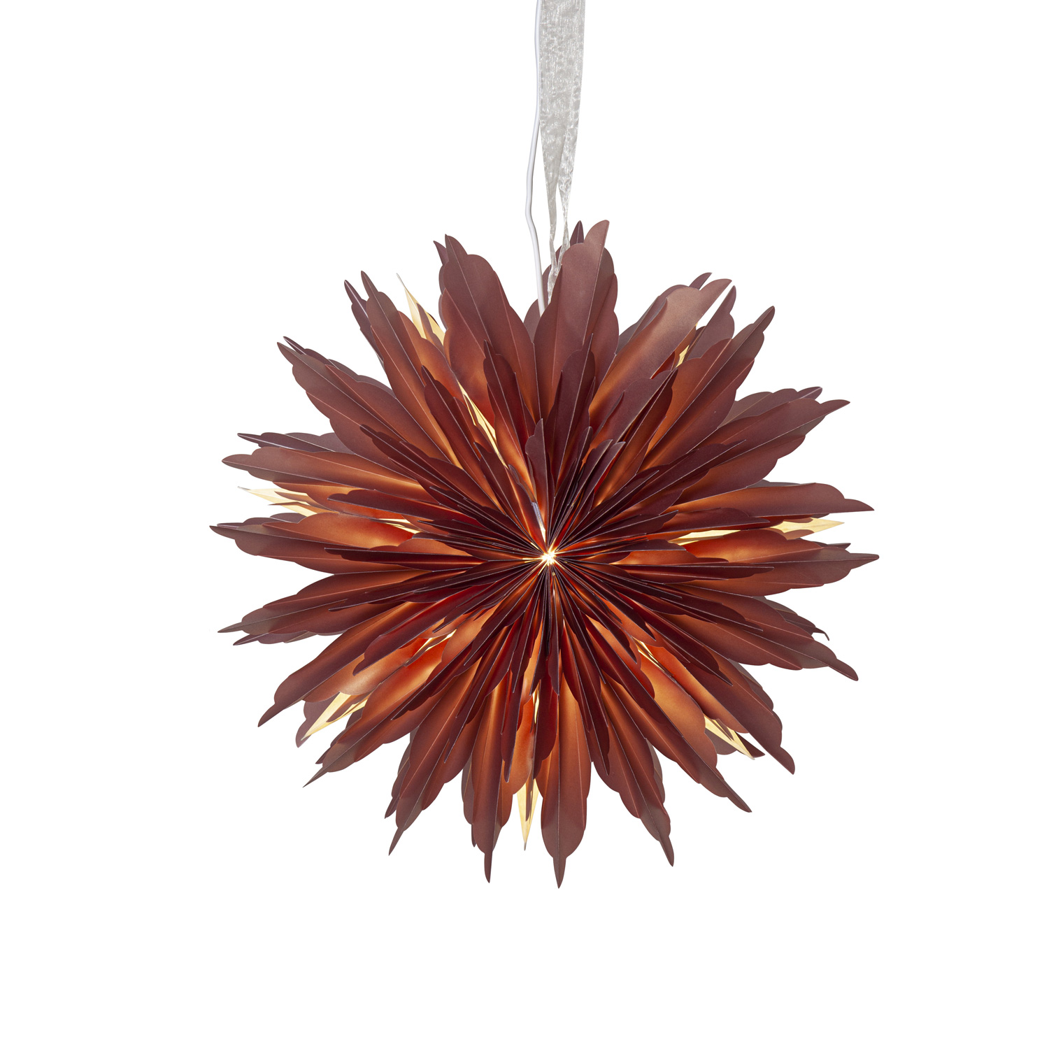 Papierstern EISBLUME - hängend - D: 40cm - mit Band - rot