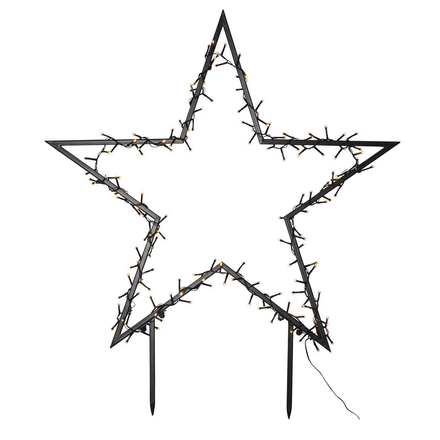 LED Lichterstern Spiky- stehend - H: 90cm - 150 warmweiße LED - inkl. Kabel - Outdoor - schwarz