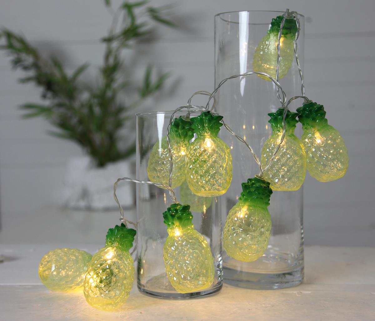 LED Lichterkette "Ananas" - 10 warmweiße LED - L: 1,8m - Batterie - Timer