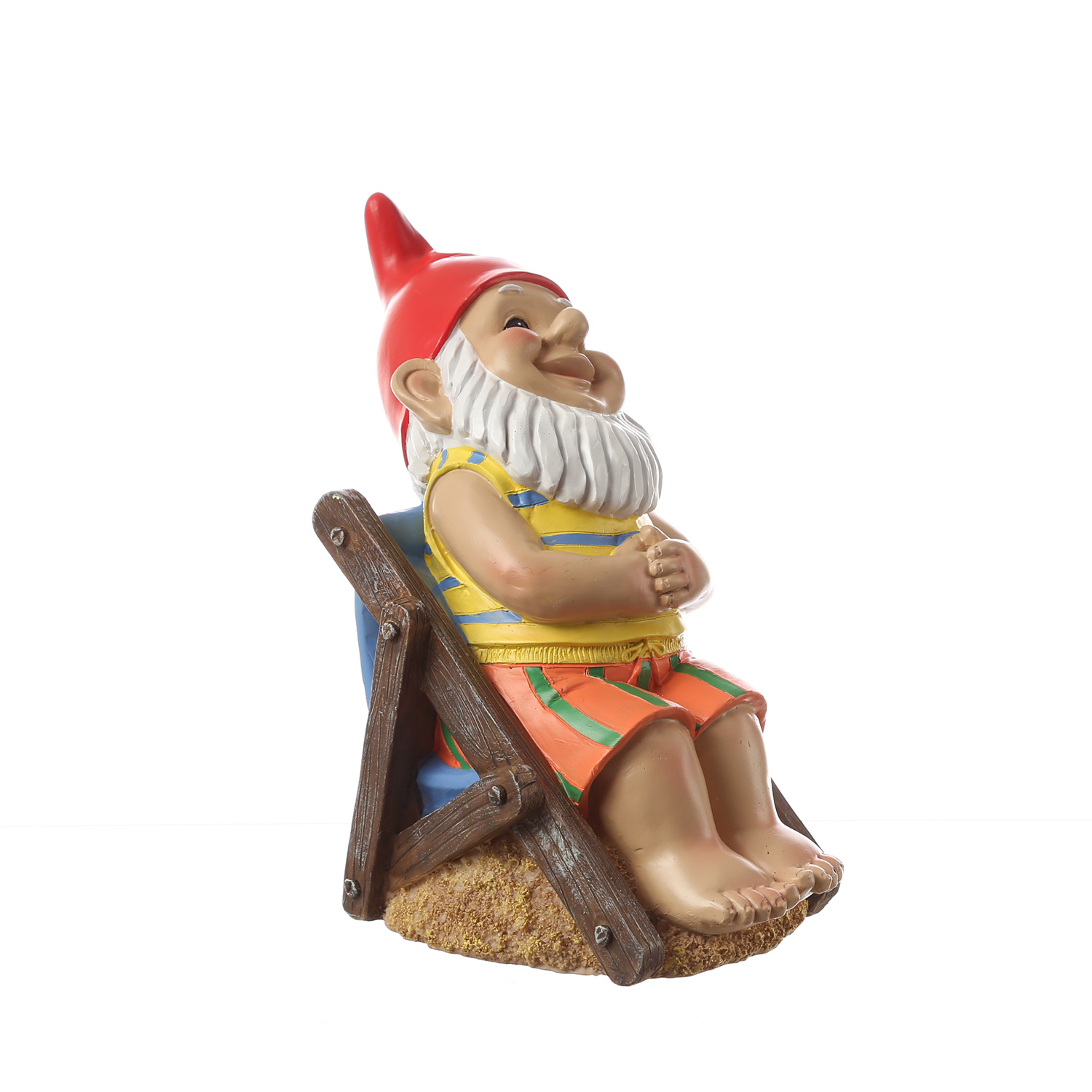 Gartenzwerg BERT - Zwerg im Liegestuhl - Dekofigur - Polyresin - H: 21cm - bunt
