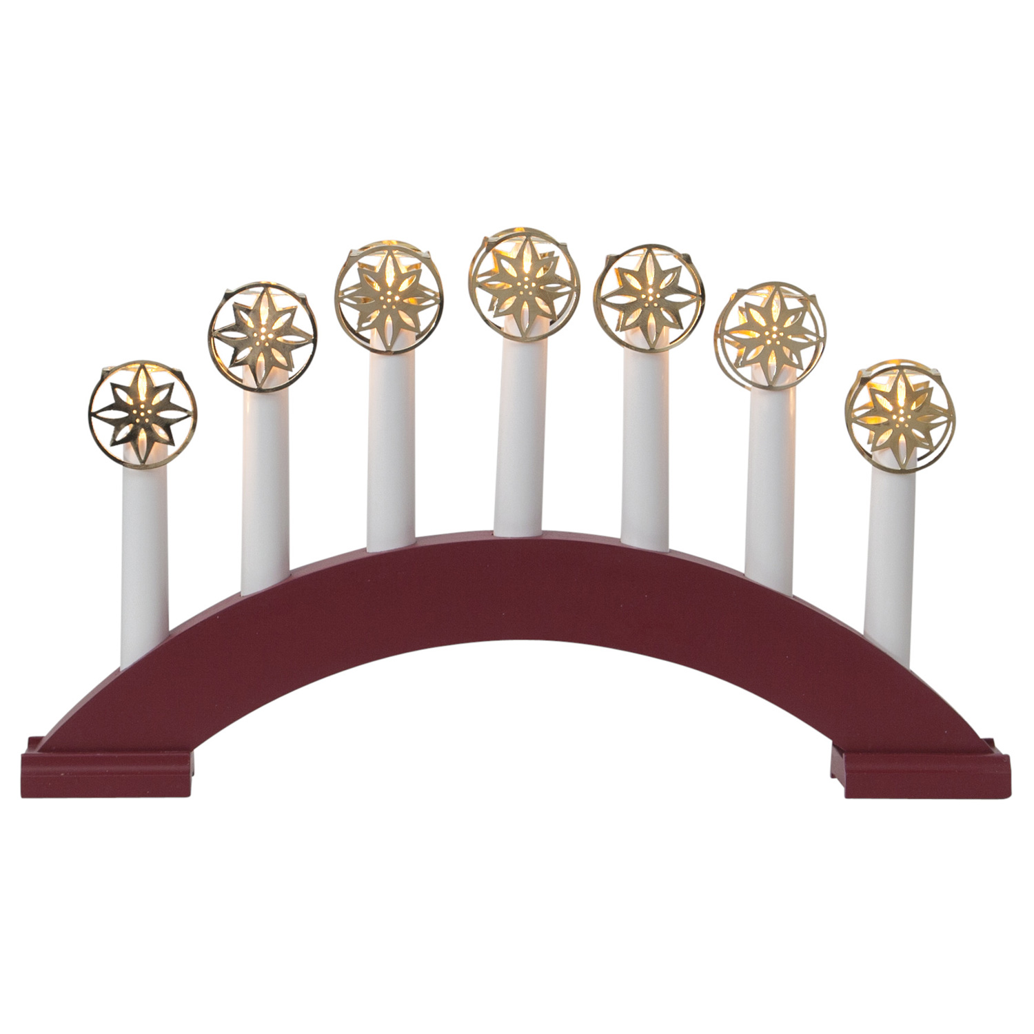 Lichterbogen Bea - 7flammig - warmweiße Birnchen - L: 39cm, H: 22cm - Schalter - rot