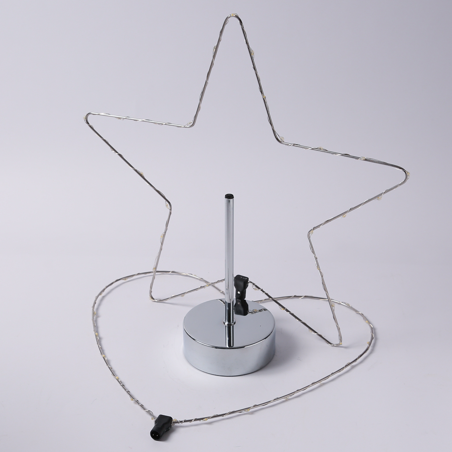 LED Dekoleuchte Herz/Stern - wechselbarer Aufsatz - H: 50cm - Batterie - Timmer - silber