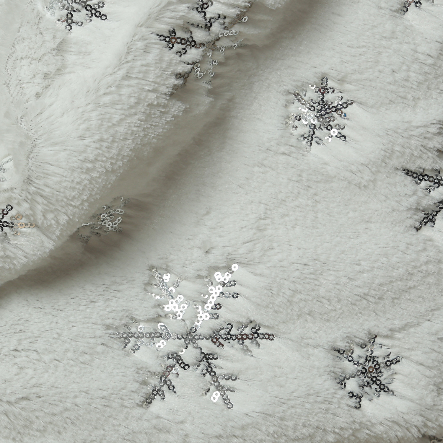 Weihnachtsbaumdecke Schneeflocken - Baumteppich - Polyester - D: 85cm - rund - weiß, silber