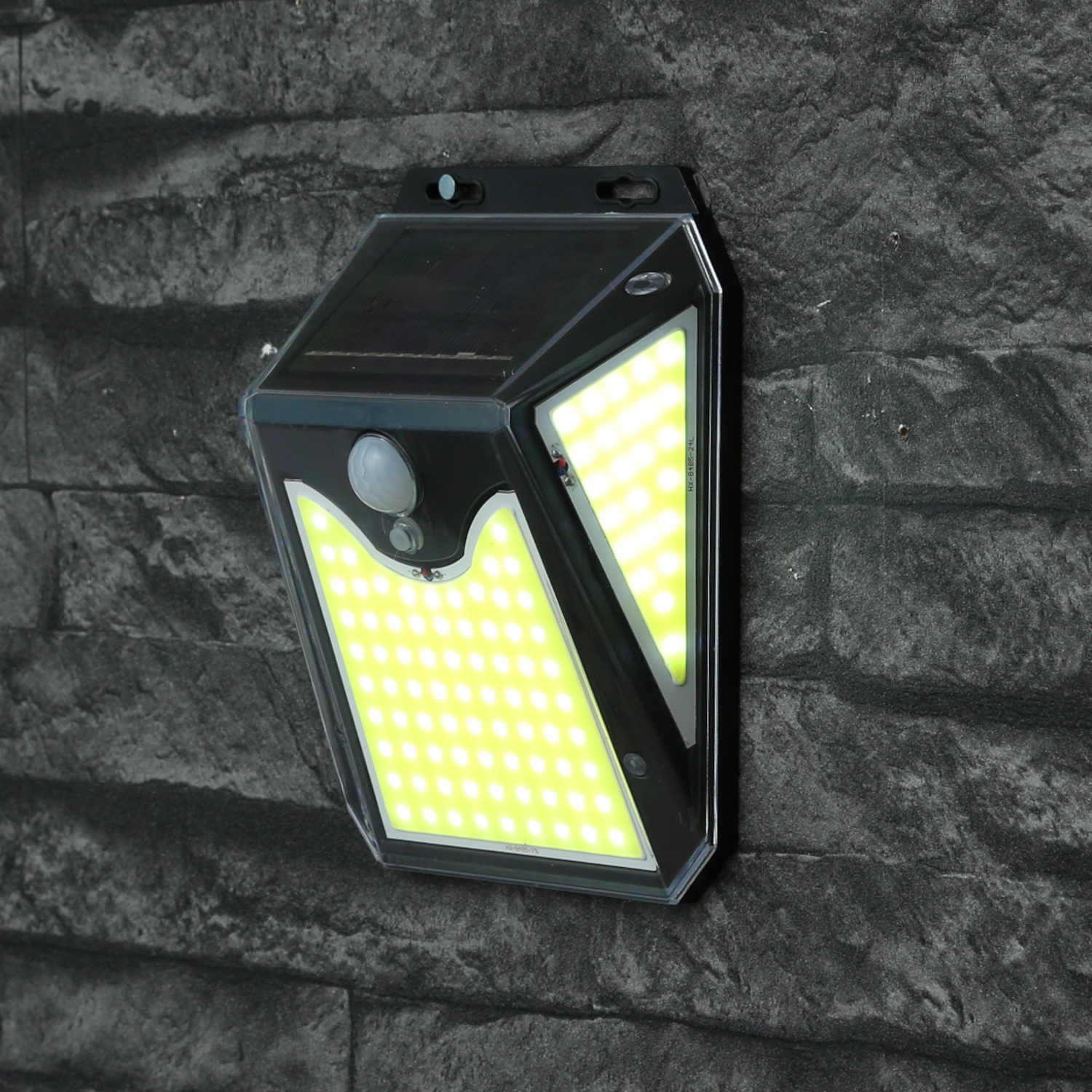 LED Solar Wandleuchte - 125 warmweiße LED - H: 15cm - 3 Helligkeitsstufen - Bewegungssensor
