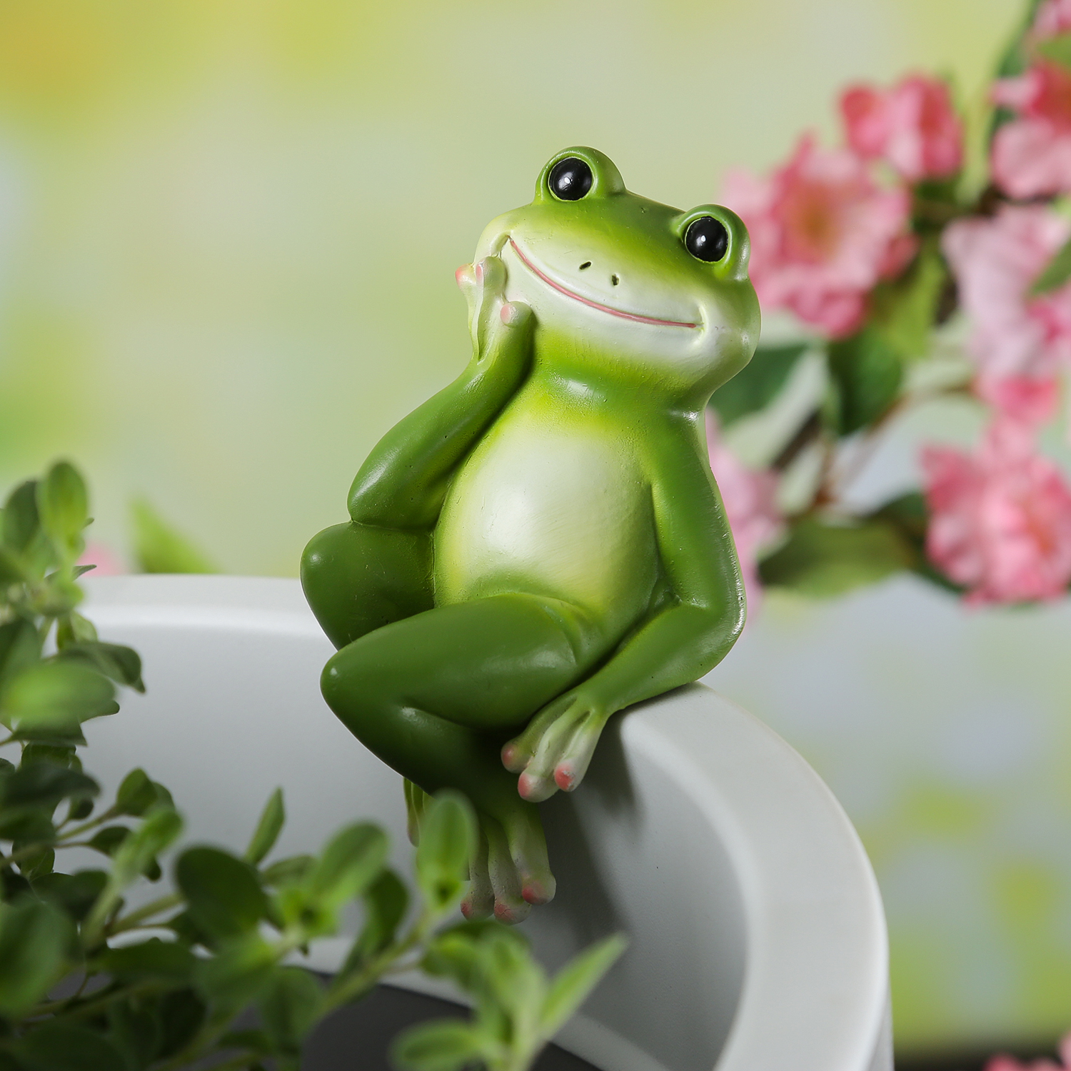 Blumentopfhänger Frosch - niedliche Dekofigur als Topfhänger - Tierfigur - Polyresin - H: 10cm