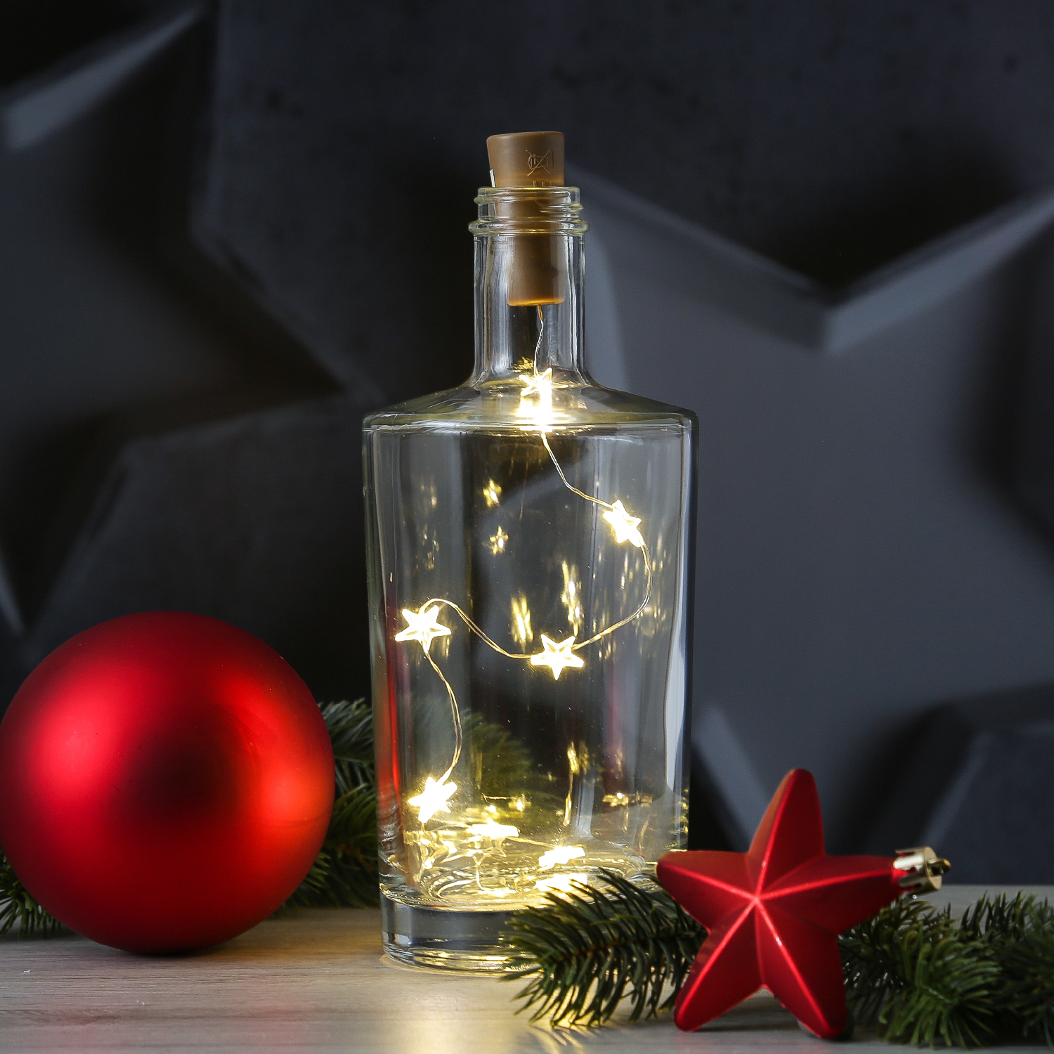 LED Drahtlichterkette KORKEN - für Flaschen - 15 warmweiße LED - L: 75cm - Timer
