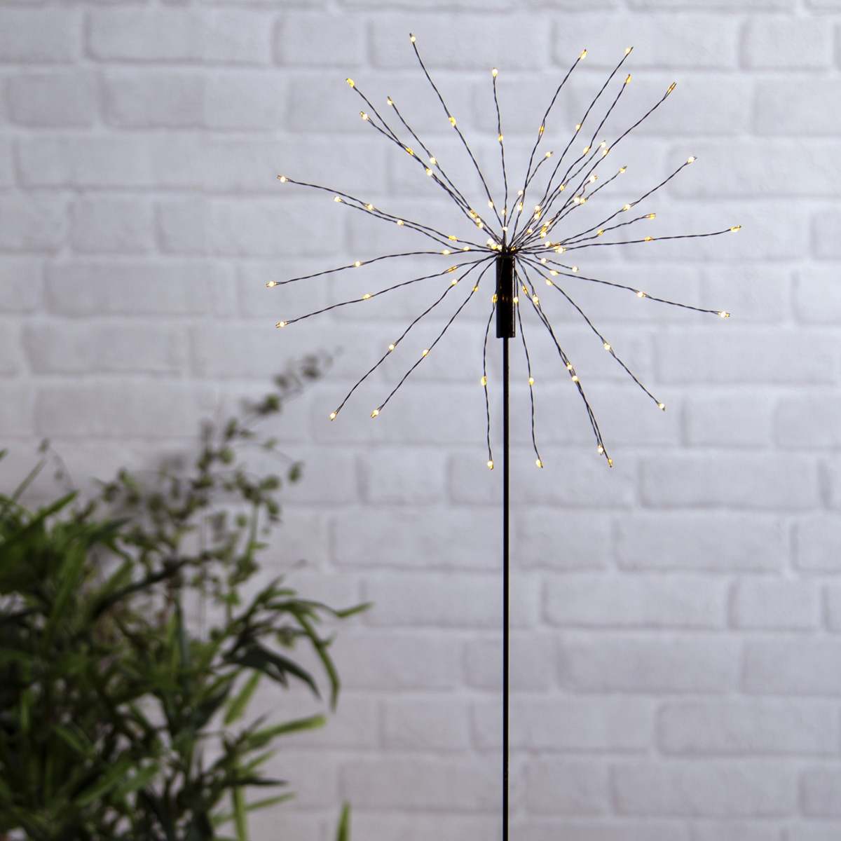 LED Solarstab "Firework" Gartendeko - 90 warmweiße LED - H: 100cm - Dämmerungssensor